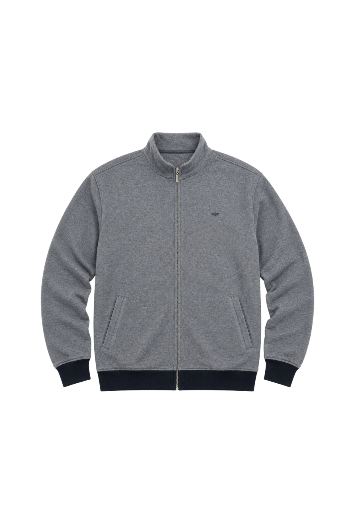 BattalModa Erkek Büyük Beden Melanj İndigo Selanik Dik Yaka Cepli Hırka 3XL-4XL-5XL-6XL-7XL-8XL görsel 4