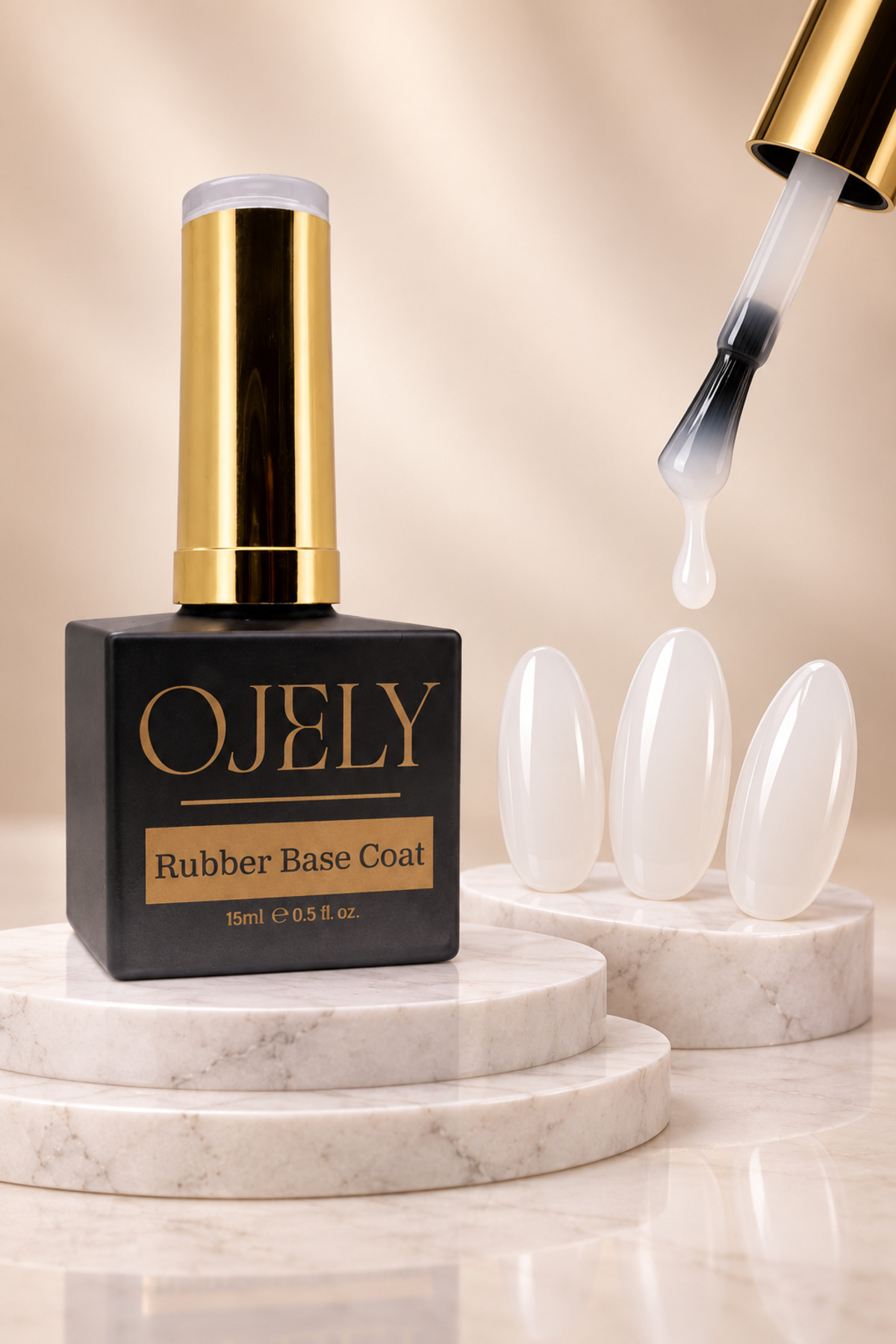 OJELY Rubber Base Coat 15 ml (RAKI BEYAZI) NO:16 – Esnek Yapılı Güçlü Baz Jel — سفید RUBBER BASE COAT