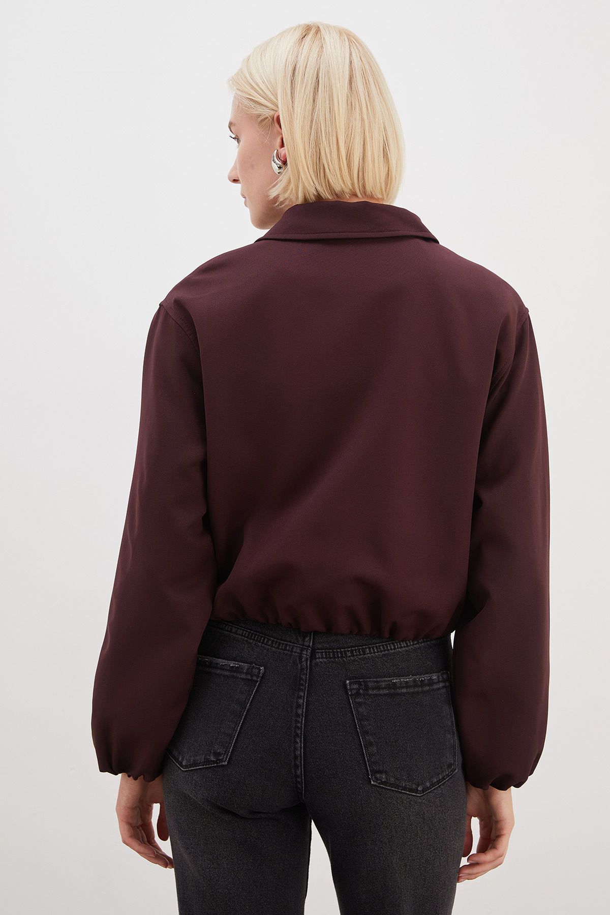 Fulla Moda Fermuarlı Polo Yaka Bomber Ceket görsel 8