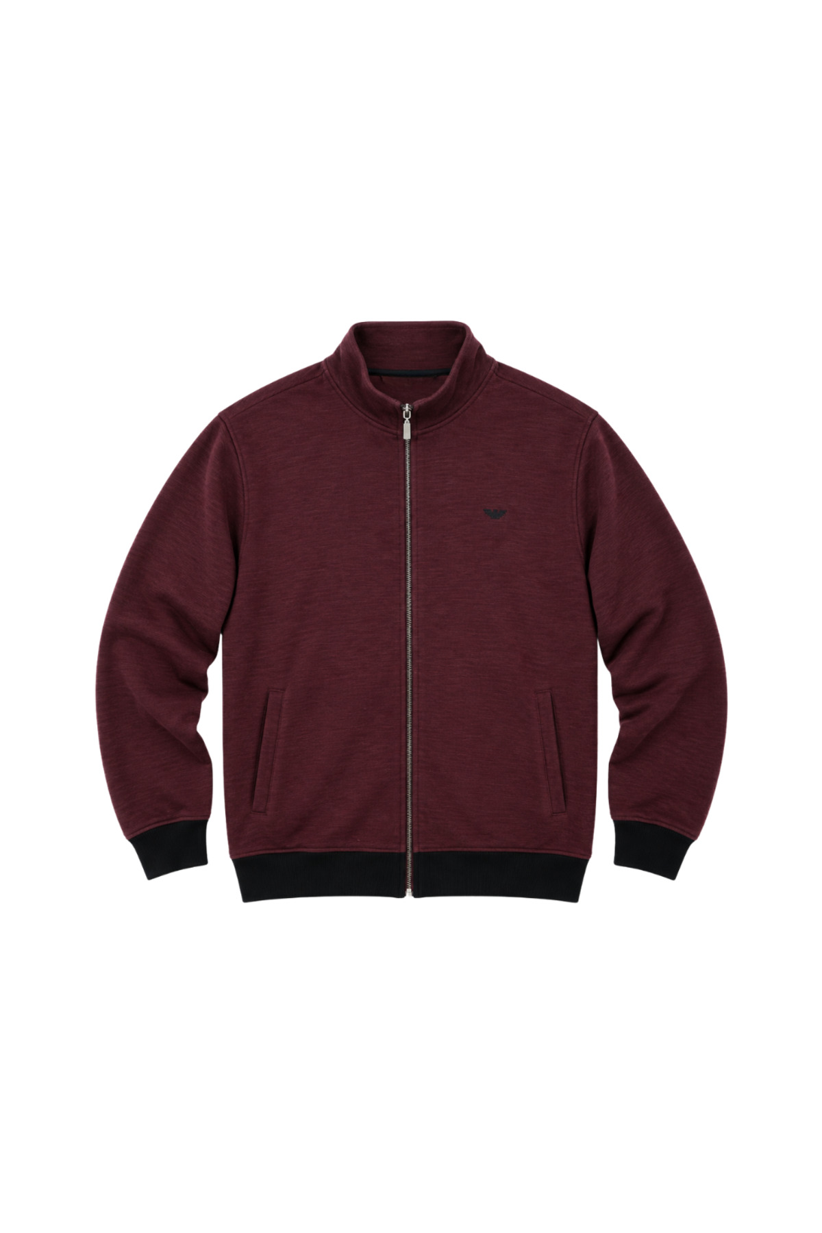 BattalModa Erkek Büyük Beden Melanj Bordo Selanik Dik Yaka Cepli Hırka 5XL-6XL-7XL-8XL görsel 4