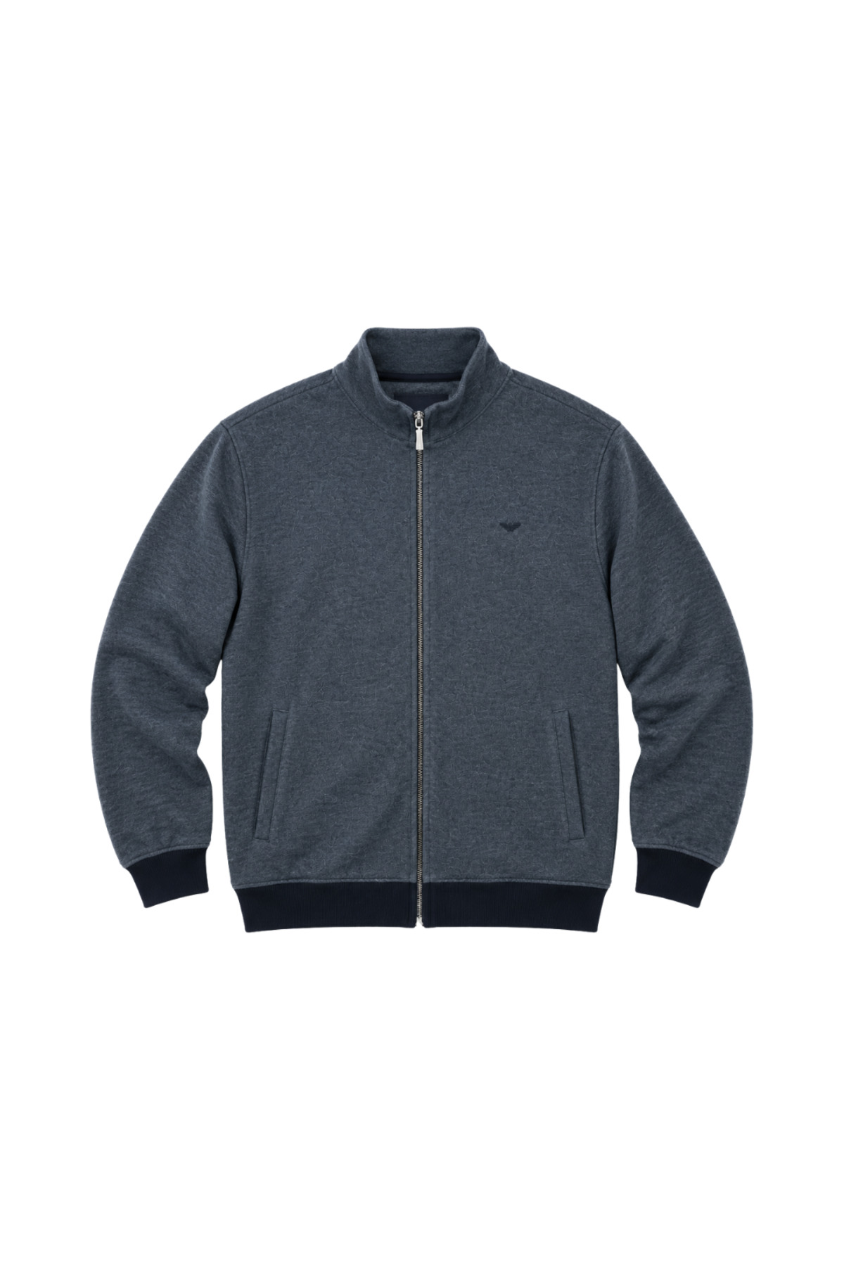 BattalModa Erkek Büyük Beden Melanj Lacivert Selanik Dik Yaka Cepli Hırka 3XL-4XL-5XL-6XL-7XL-8XL görsel 4