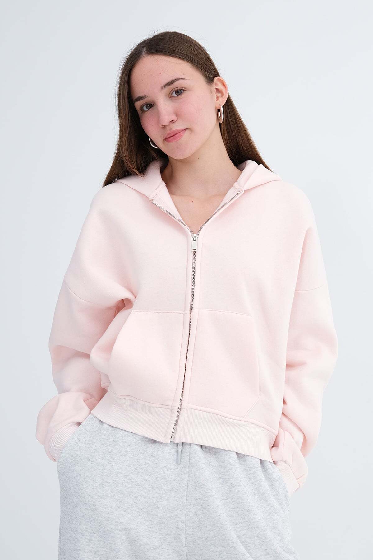 Addax Kapüşonlu Şardonlu Sweatshirt H13246 görsel 4