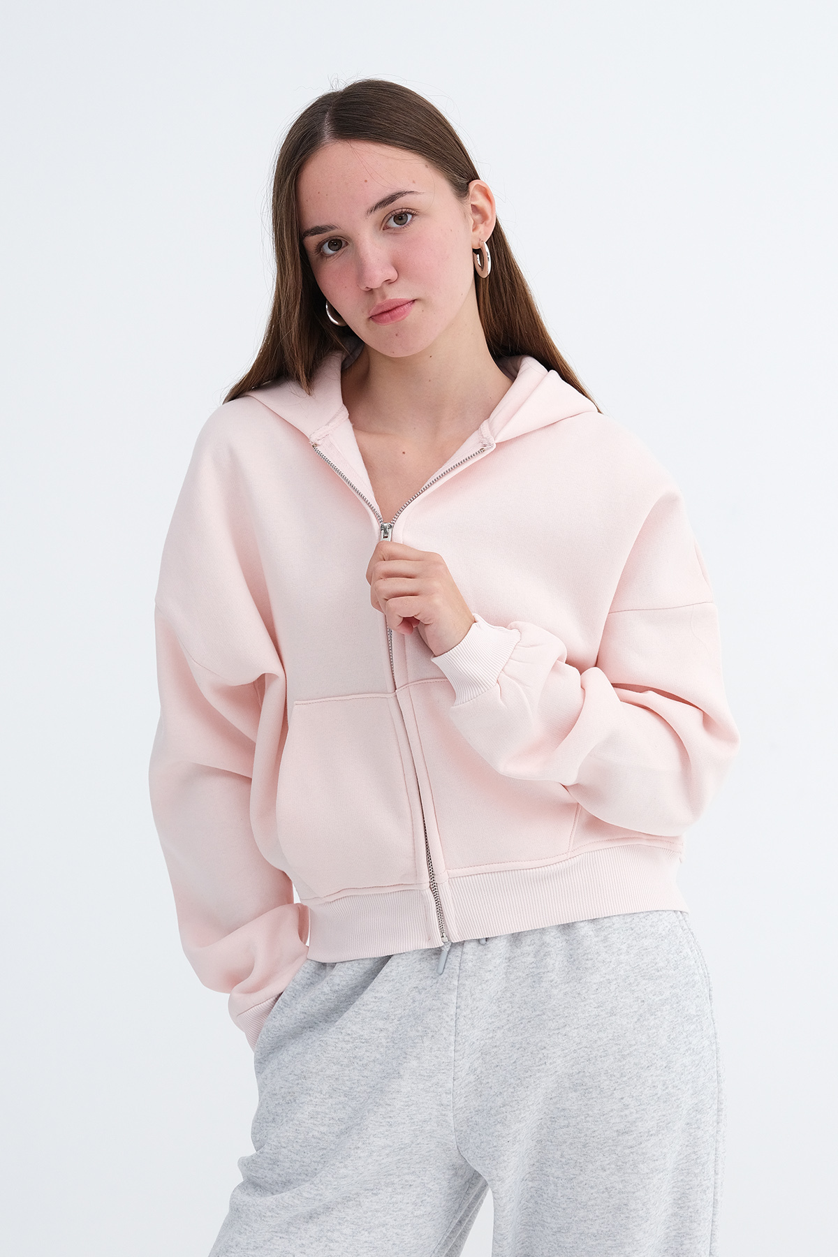Addax Kapüşonlu Şardonlu Sweatshirt H13246 görsel 5