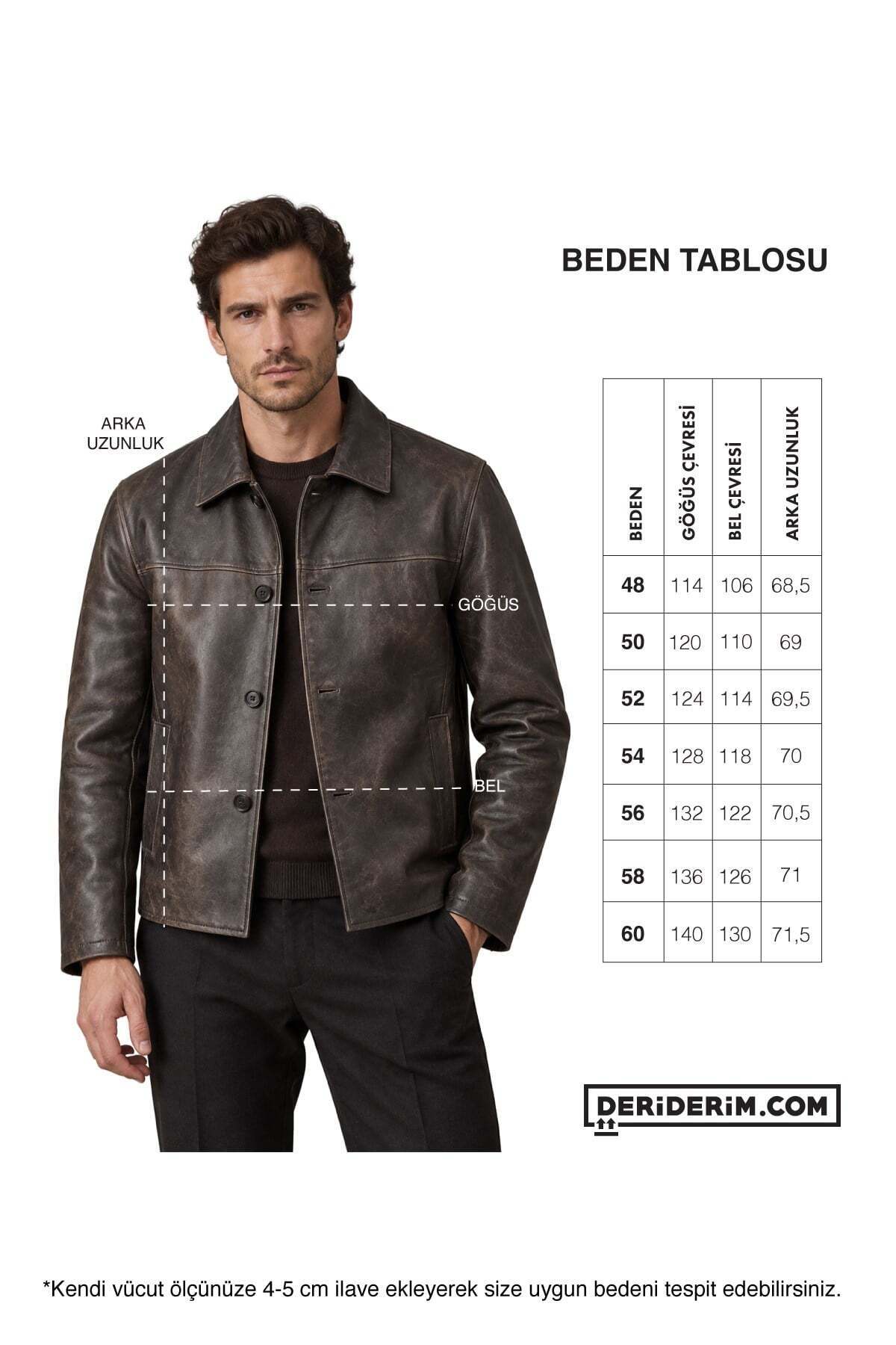Kahverengi Theo Erkek Vintage Eskitme Hakiki Deri Mont — قهوه‌ای TX9C1DEF6E4192 — تصویر 8 از 8