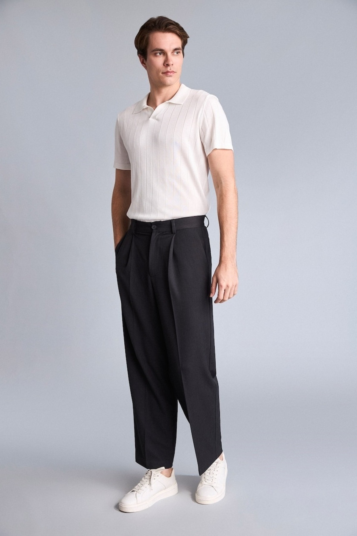 Wide Leg Düz Paça Pantolon H5201AX26AU — خاکستری — تصویر 2 از 5