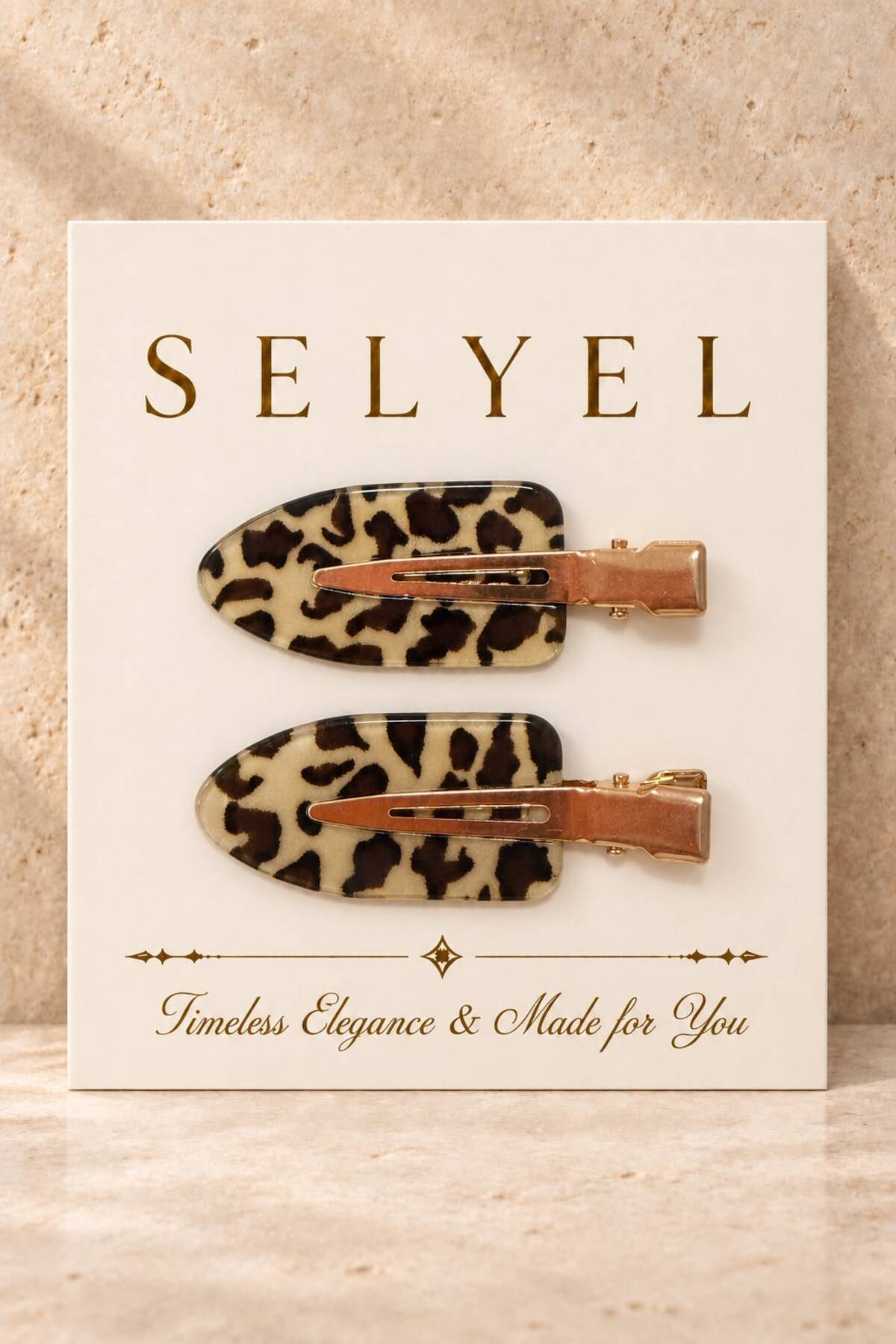 SELYEL Leopar Desenli 2’li Saç Tokası Seti 5 cm, Saç Makyaj ve Cilt Bakımı için İz Bırakmayan Klips Pens Toka görsel 2