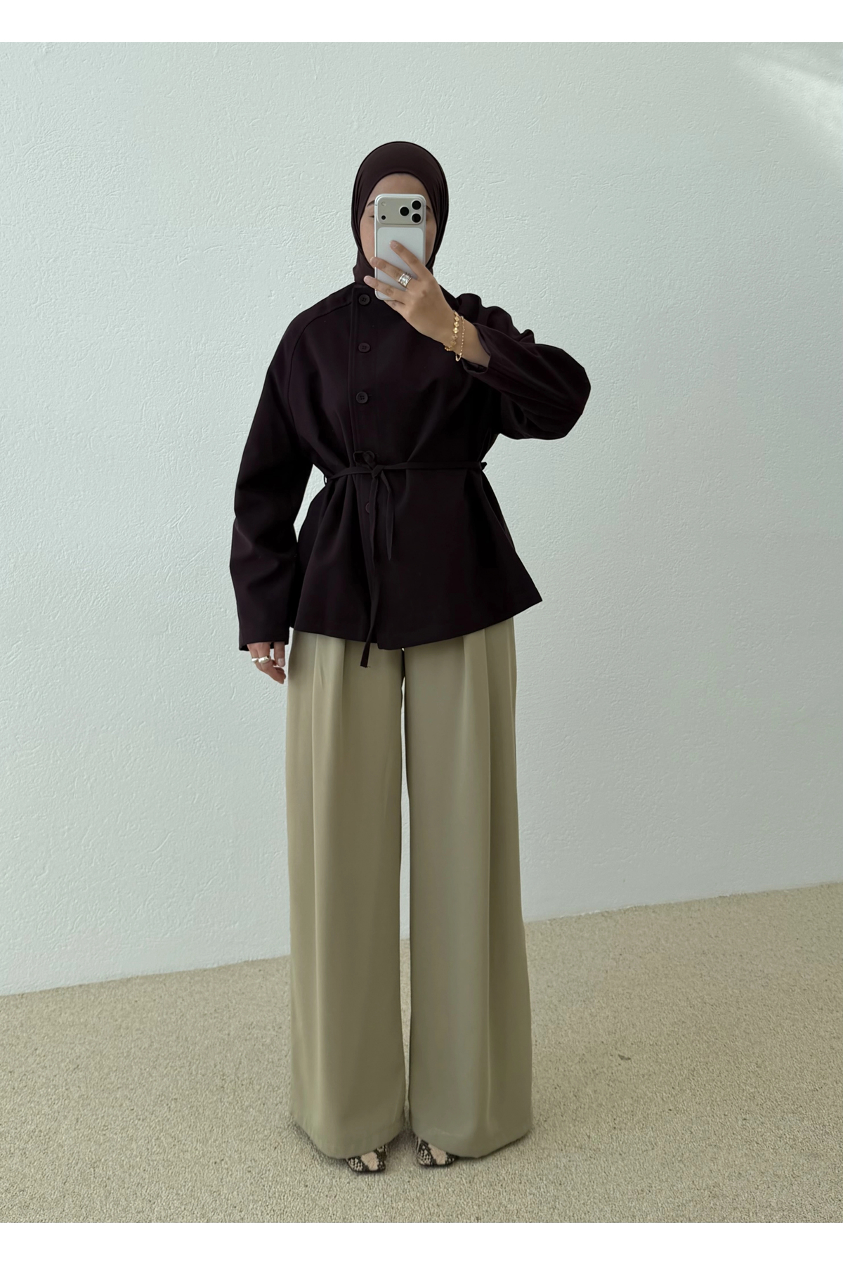 MODA AKSA 7788 BAĞCIKLI DİK YK CEKET MÜRDÜM görsel 5
