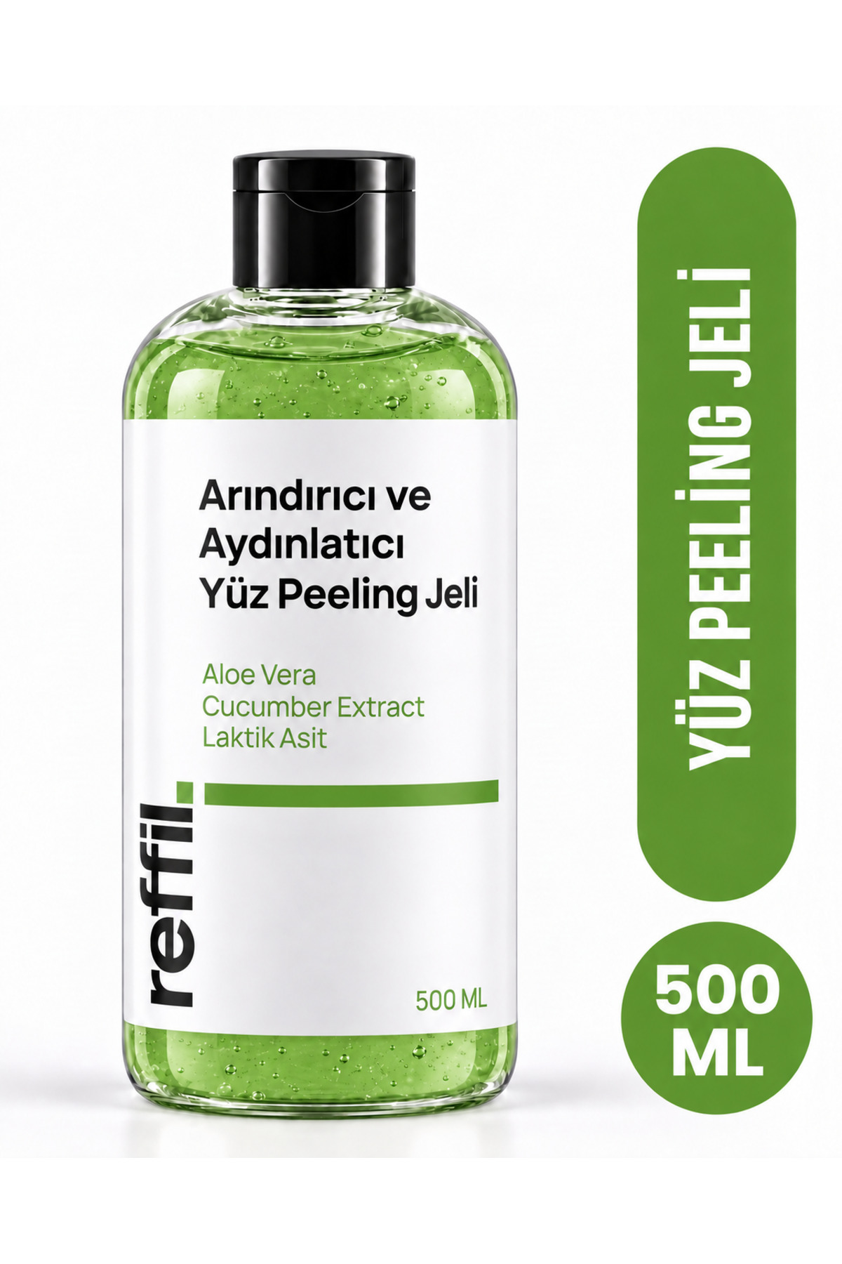 Arındırıcı Nemlendirici ve Aydınlatıcı Yüz Peeling Jeli - Aloe Vera, Salatalık Özü, Laktik Asit 500 ml — reffil0002 — تصویر 8 از 8