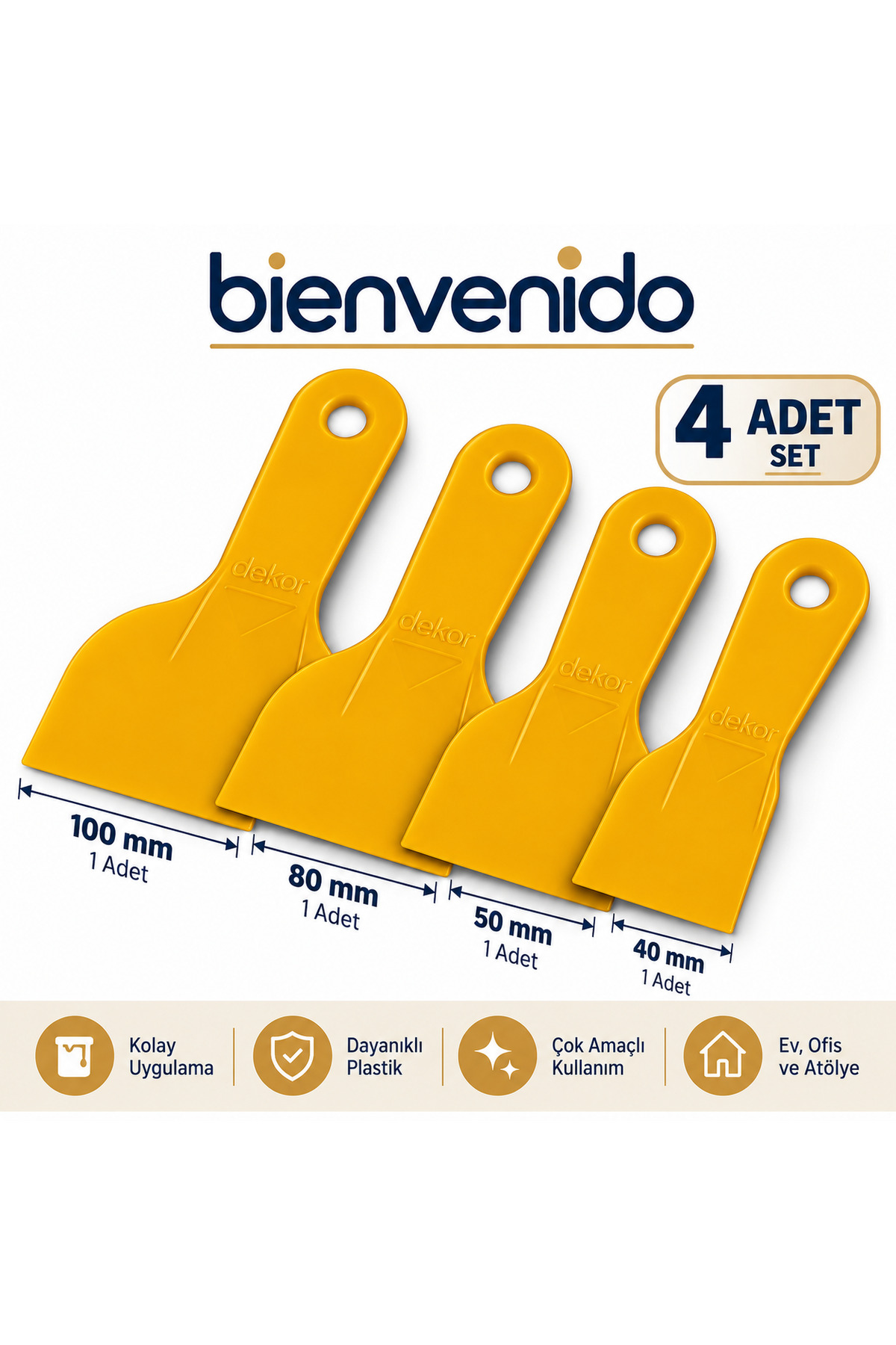 Dekor Plastik Ispatula Set Spatula Seti 4 Parça DEKOR-ISPATULA-4PC-142, one size