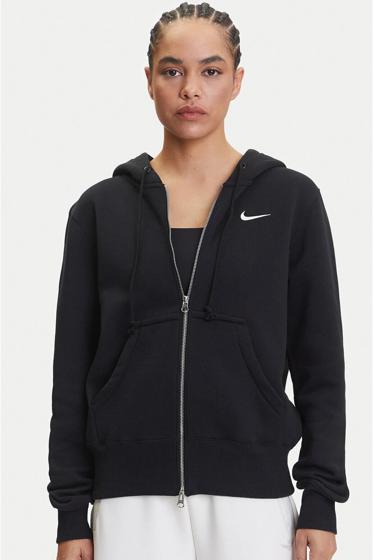 Nike Sportswear Phoenix Fleece Std Fz Hoodie Kadın Siyah Sweatshrit