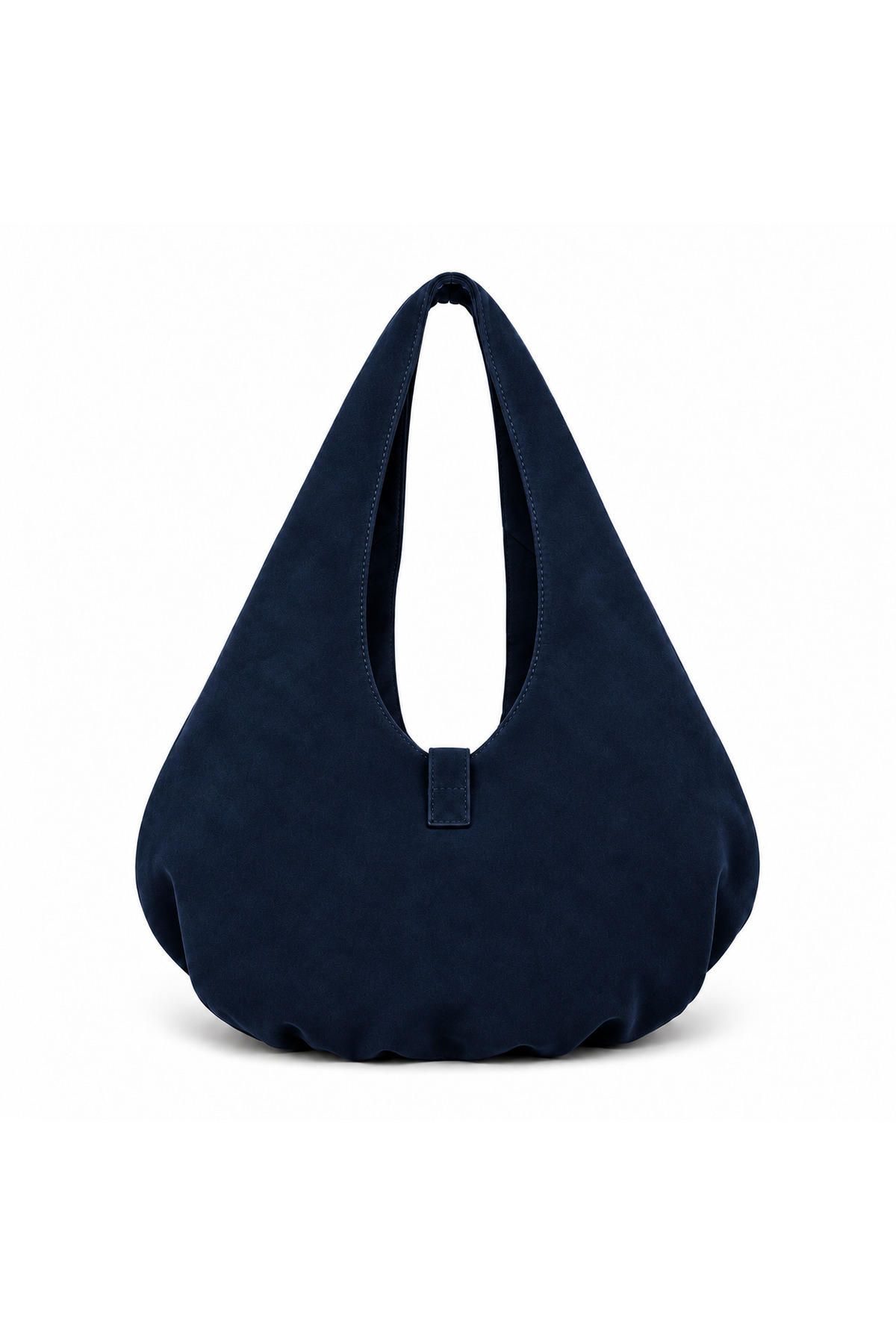 Elviora Noire Stud Kadın Lacivert Süet Hobo Omuz Çantası, Silver Tokalı Metal Detaylı Geniş Model görsel 4