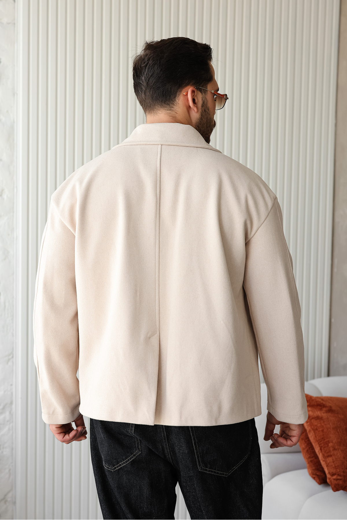 Yeni Sezon Orta Boy Rahat Kalıp Mont Premium Tüylenmez Kumaş Erkek Kaşe Kaban Ceket — بژ Cenza-Tuçi-Orta-Boy-Kaşe — تصویر 5 از 5