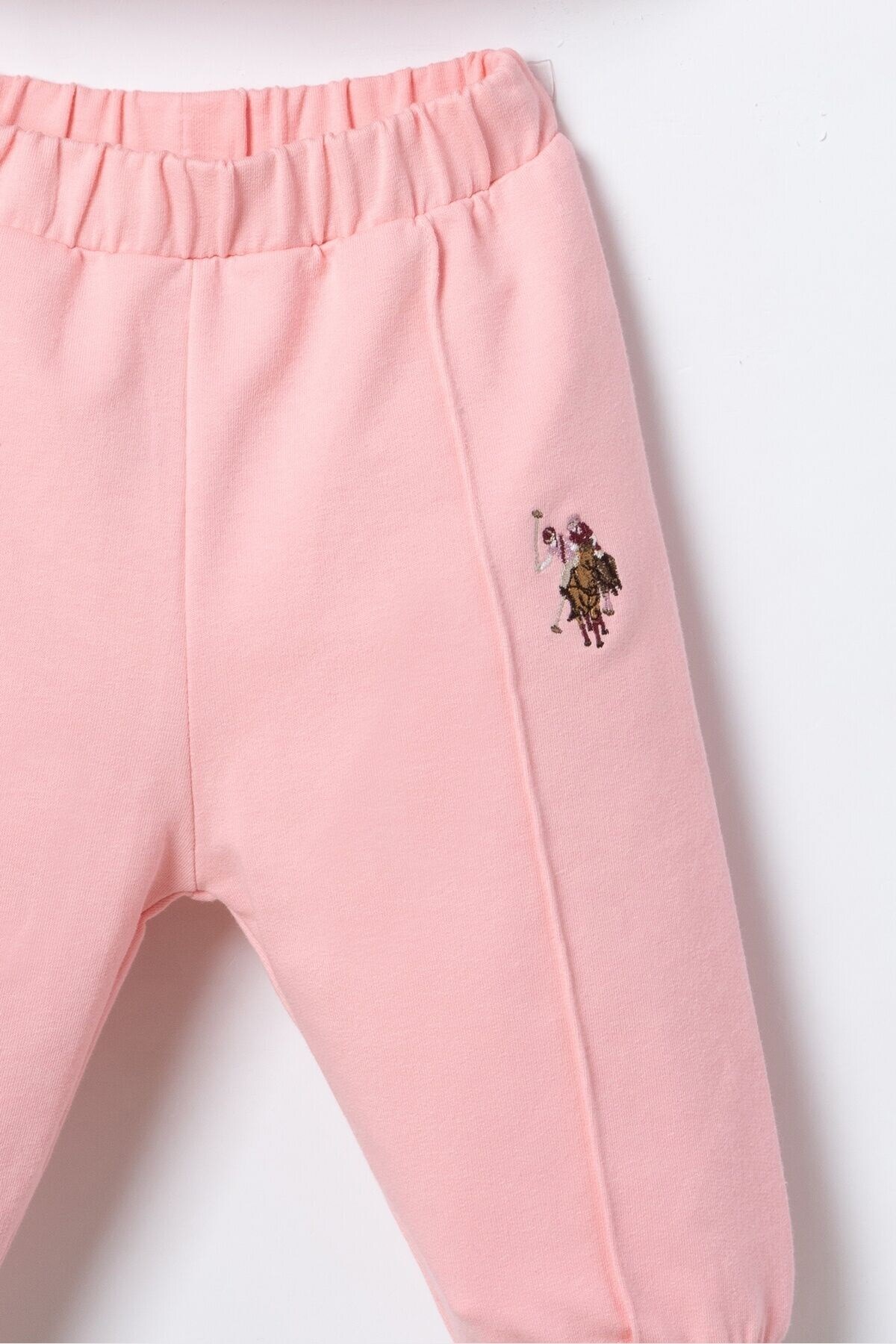 ست دوتکه آستینبلند گلدوزیدار نوزاد دختر U.S. Polo Assn. سالمونی — 3