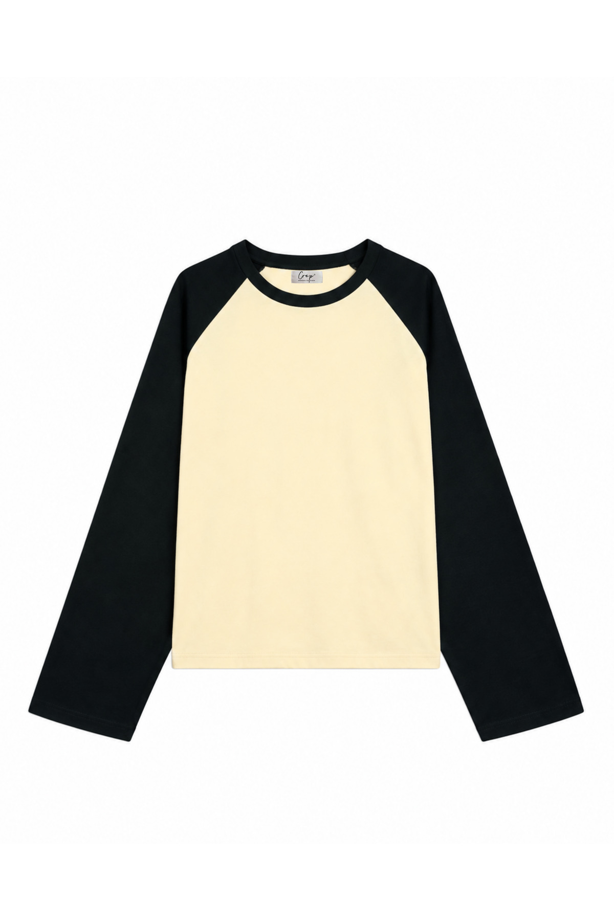 CrepTekstil Kadın Çift Renkli Reglan Kollu Bisiklet Yaka Uzun Kollu Oversize Sweatshirt 3iplik Şardonsuz- Sarı Lacivert görsel 7