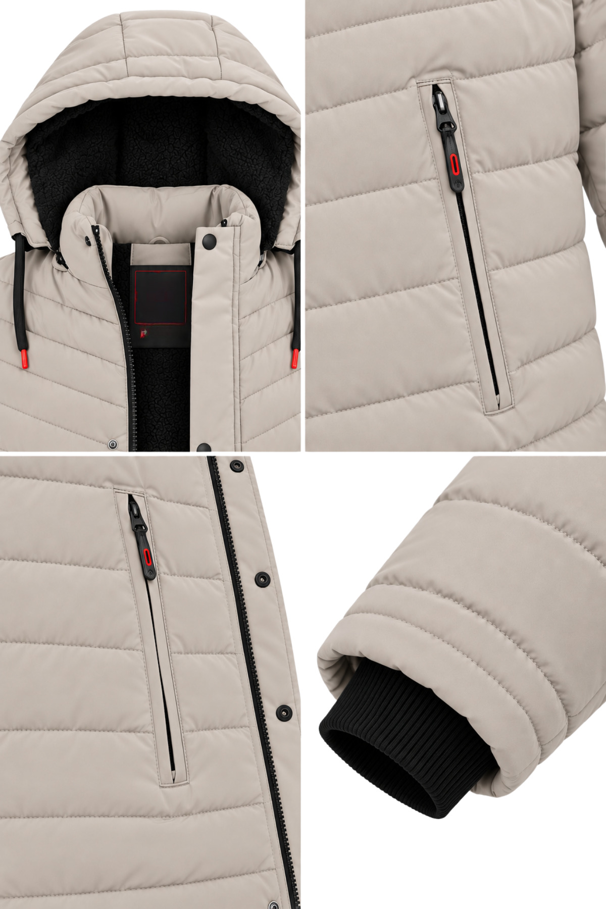 Erkek Krem Erkek Outdoor Su Geçirmez Kapüşonlu Kışlık Kaban – Rüzgar ve Yağmura Dayanıklı Mont & Kaban görsel 4