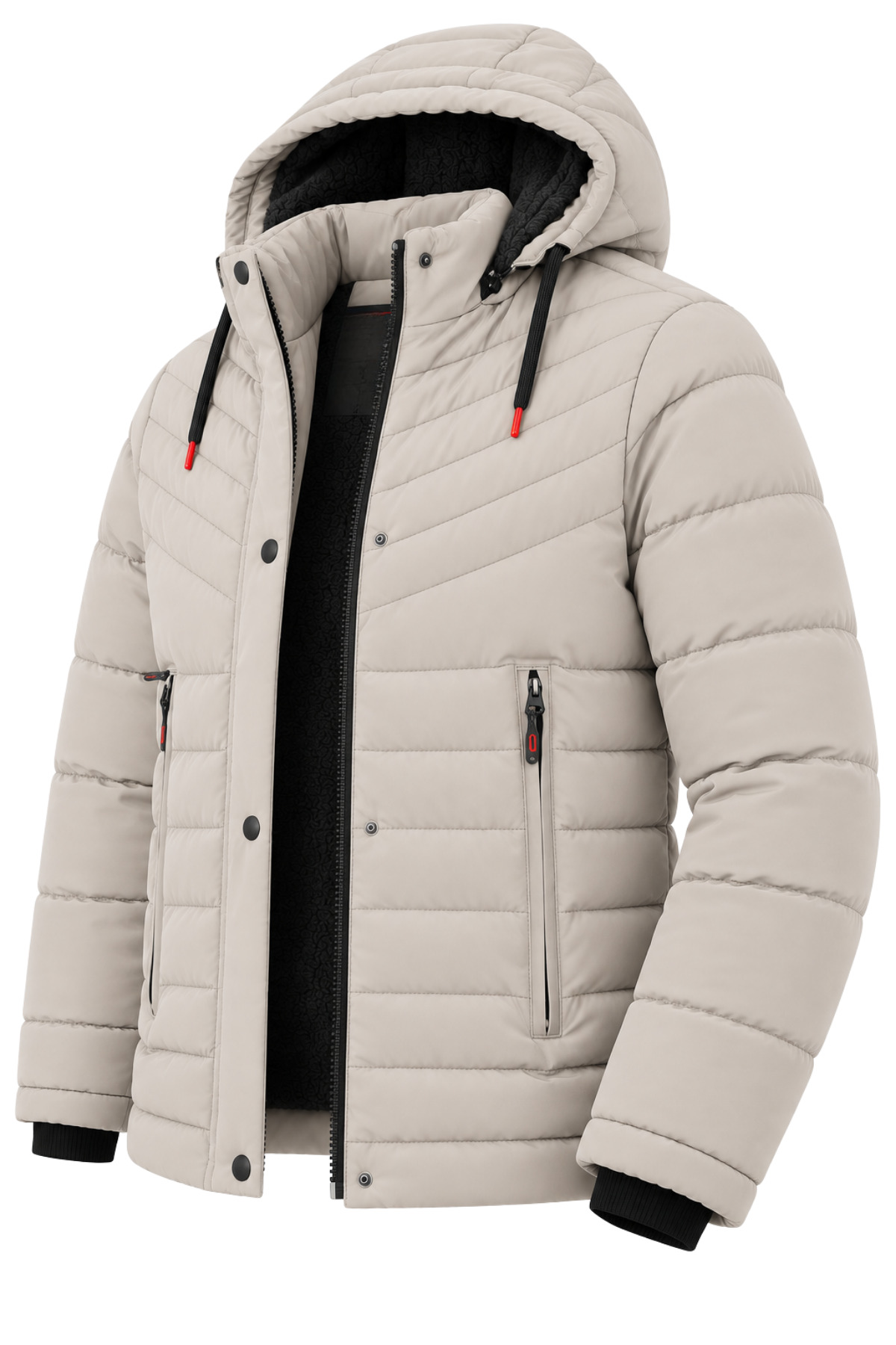 Erkek Krem Erkek Outdoor Su Geçirmez Kapüşonlu Kışlık Kaban – Rüzgar ve Yağmura Dayanıklı Mont & Kaban görsel 3