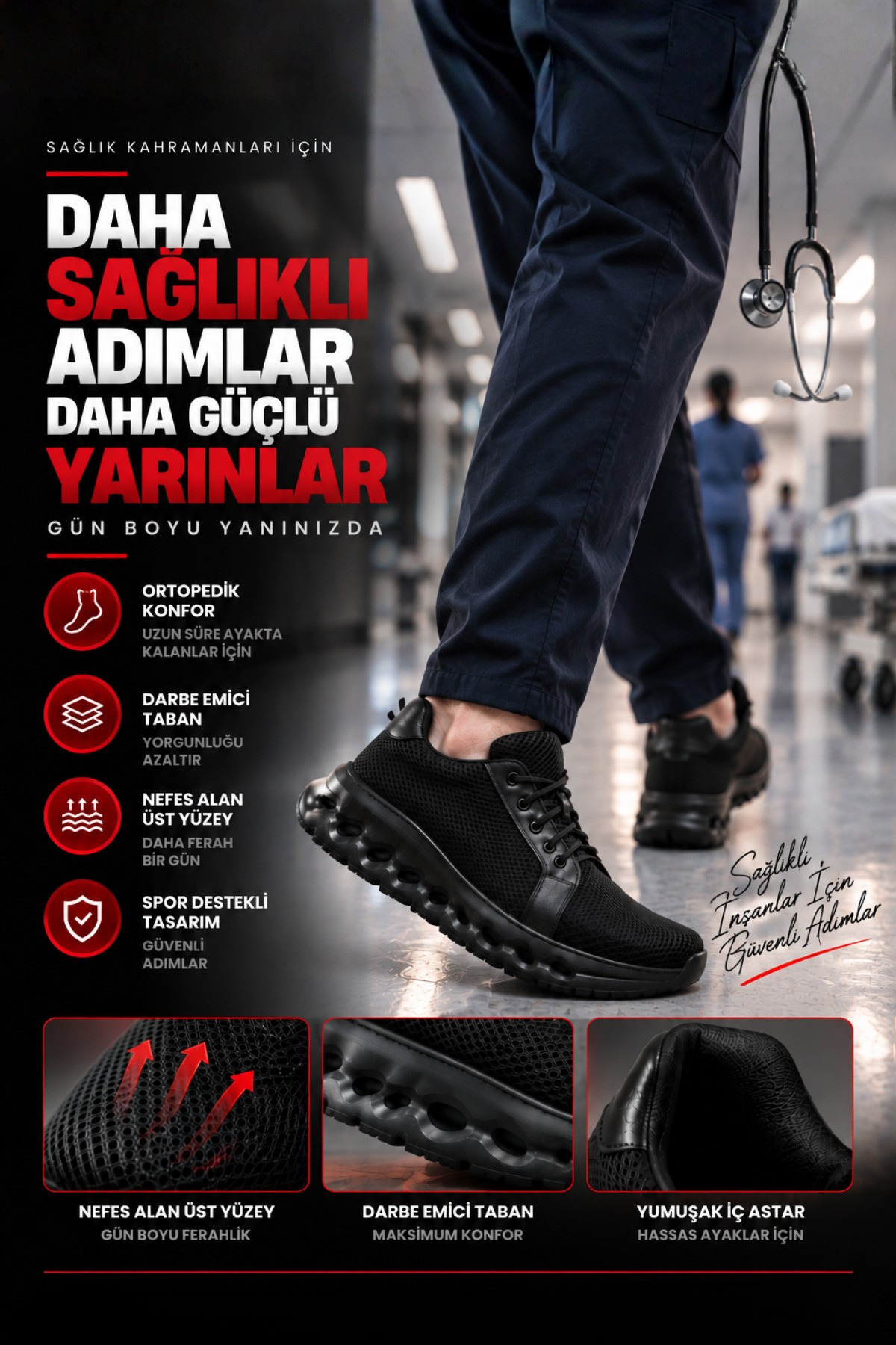EUROSANTEX Uzun Süre Ayakta Kalınan İşler İçin Konfor Ayakkabısı - Berber Kuaför Özel Güvenlik vb. görsel 2