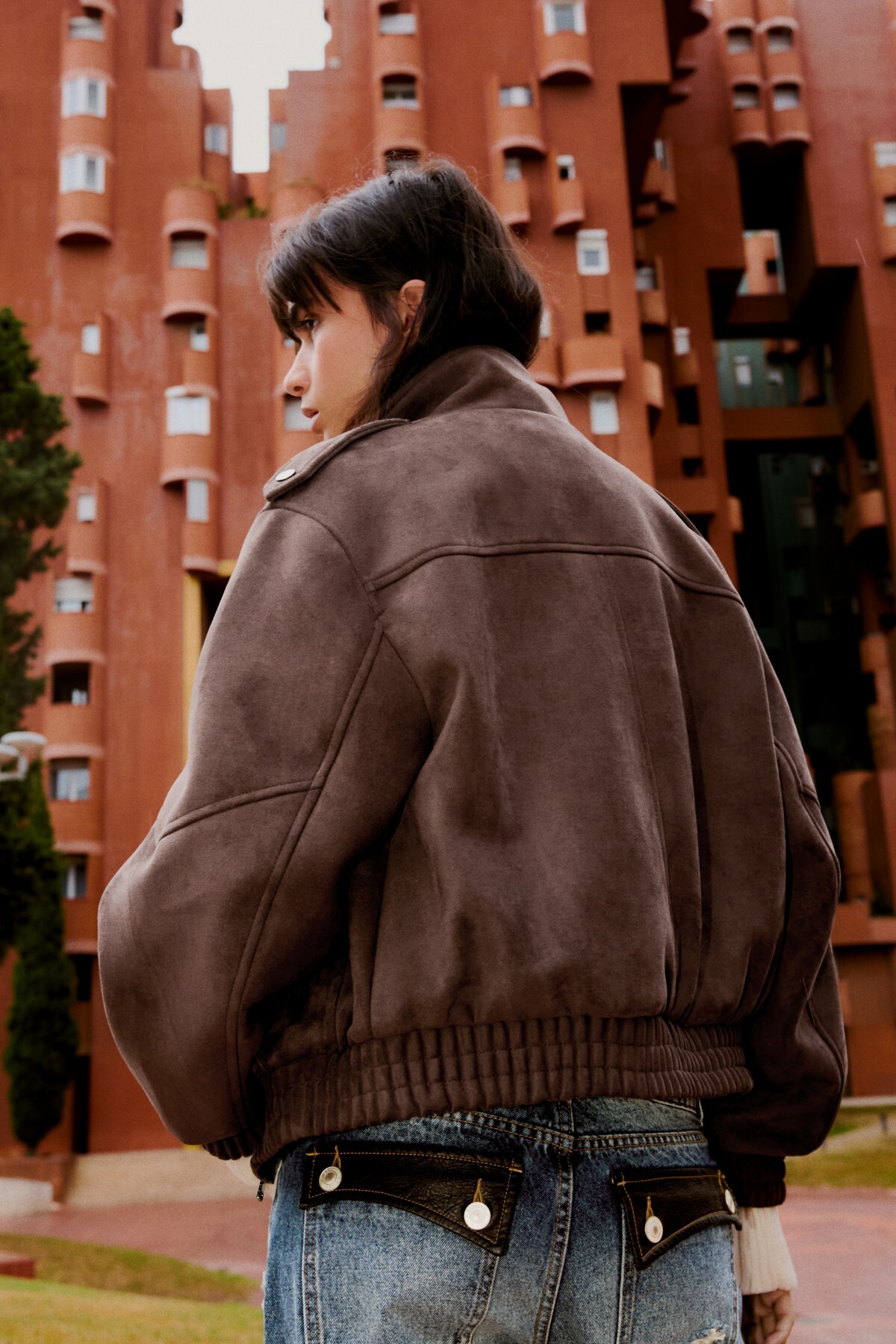 Bershka Suni süet dik yaka ceket görsel 3