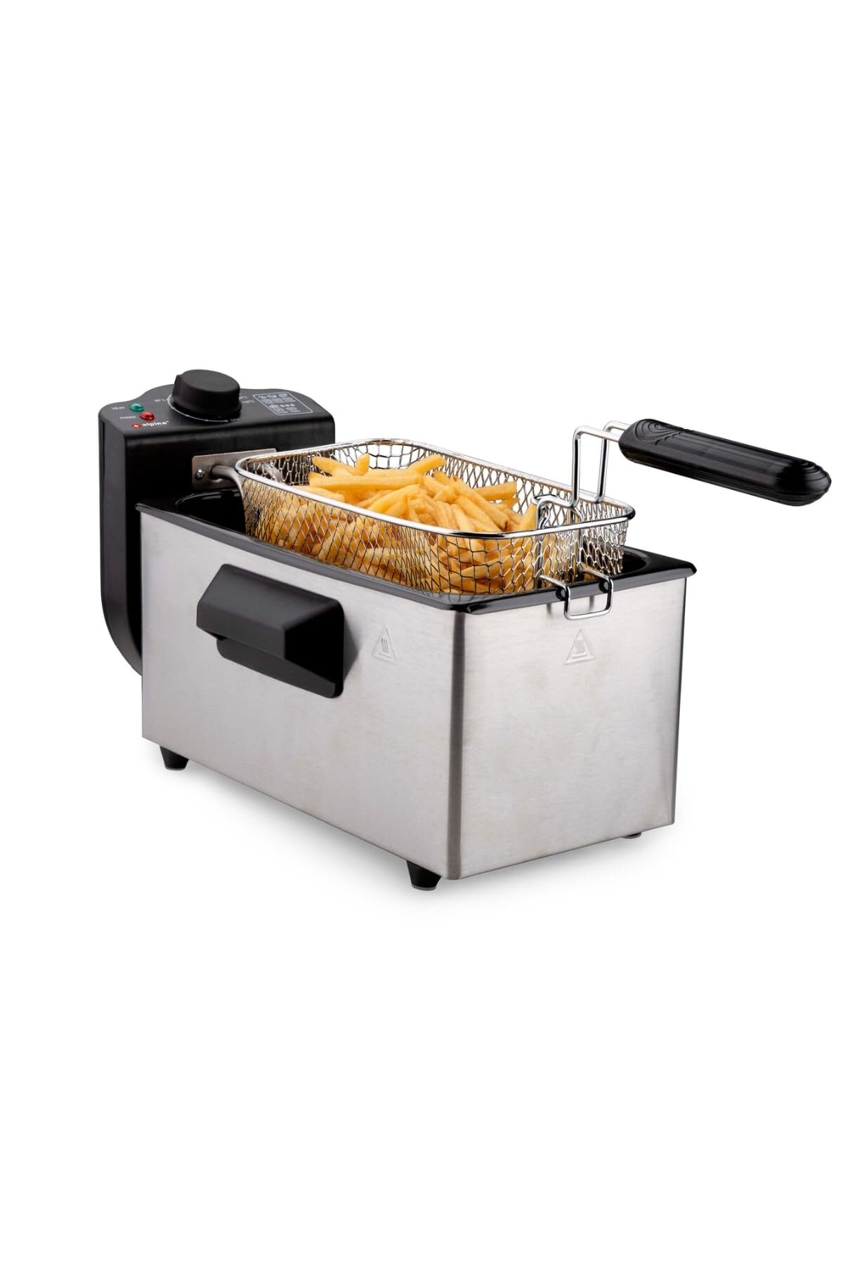 Alpina fritöz - 1 sepet - 3 litre - 2000 watt - 190 °C'ye kadar termostat - paslanmaz çelik Airfryer