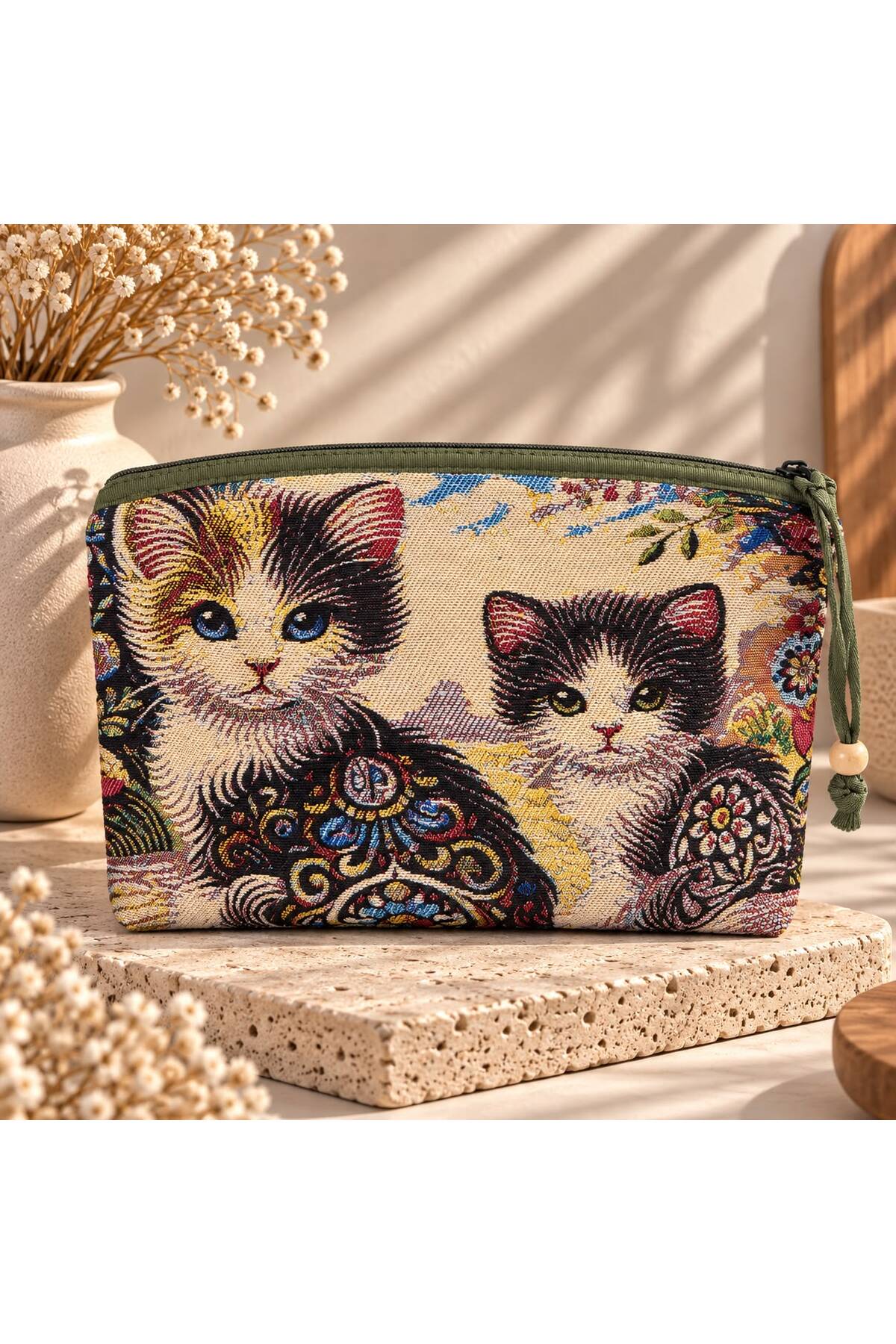 ECHARMES KADIN CLUTCH KEDİ DESEN