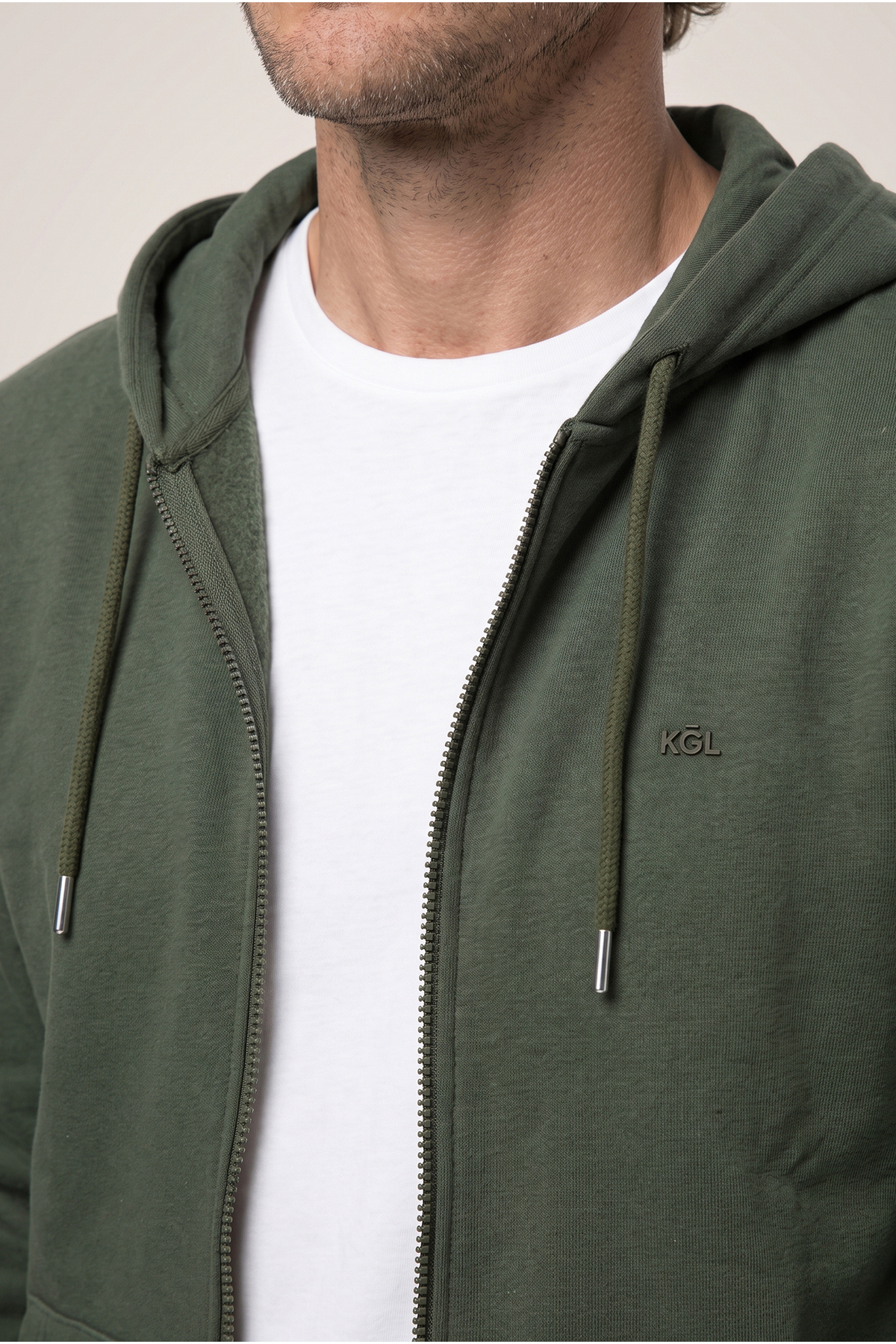 Kapüşonlu Fermuarlı Cepli Regular Fit Şardonlu Sıcak Tutan Pamuklu Basic Sweatshirt Hırka — خاکی KK27C00000029 — تصویر 4 از 6