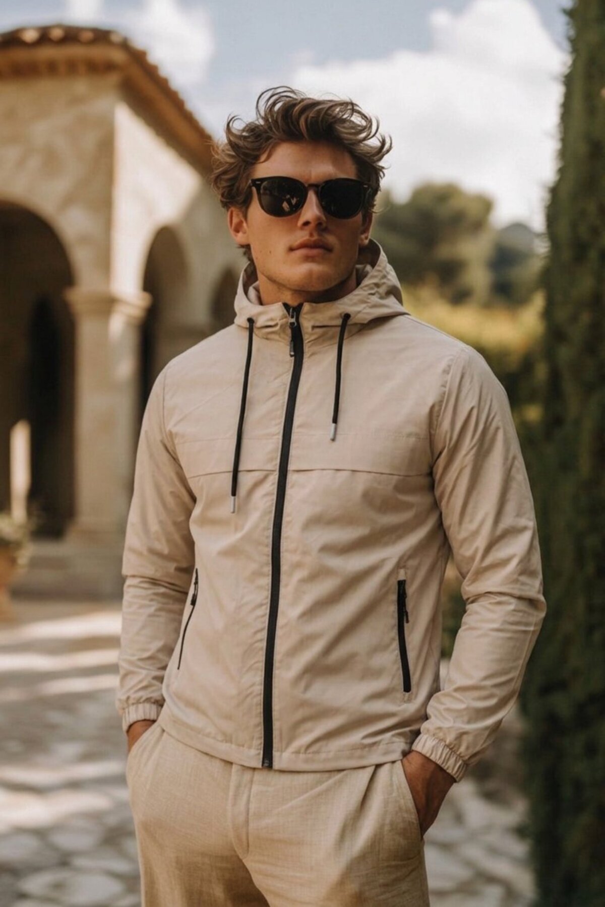 comstar Erkek Trend Casual Astarlı Taş Yağmurluk & Rüzgarlık — کرم E0210-12-5