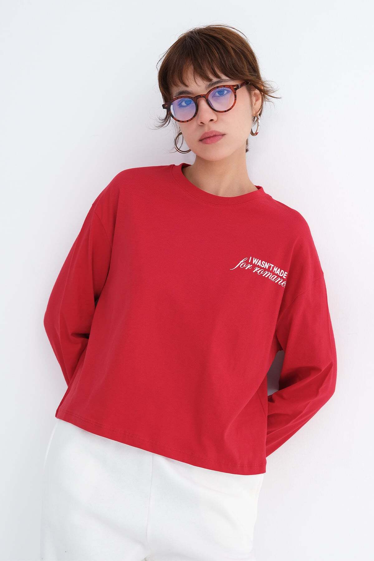 Addax Baskılı Uzun Kollu T-shirt P9061