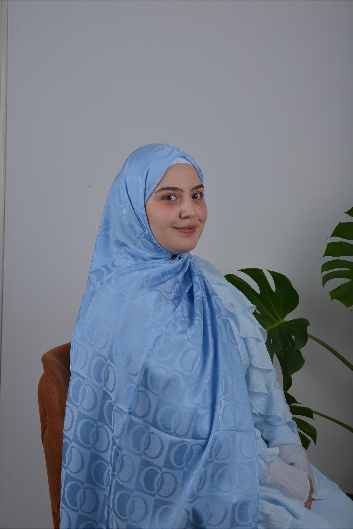 Roselia Collection Ocean Mavi Halka Desenli Şal görsel 3