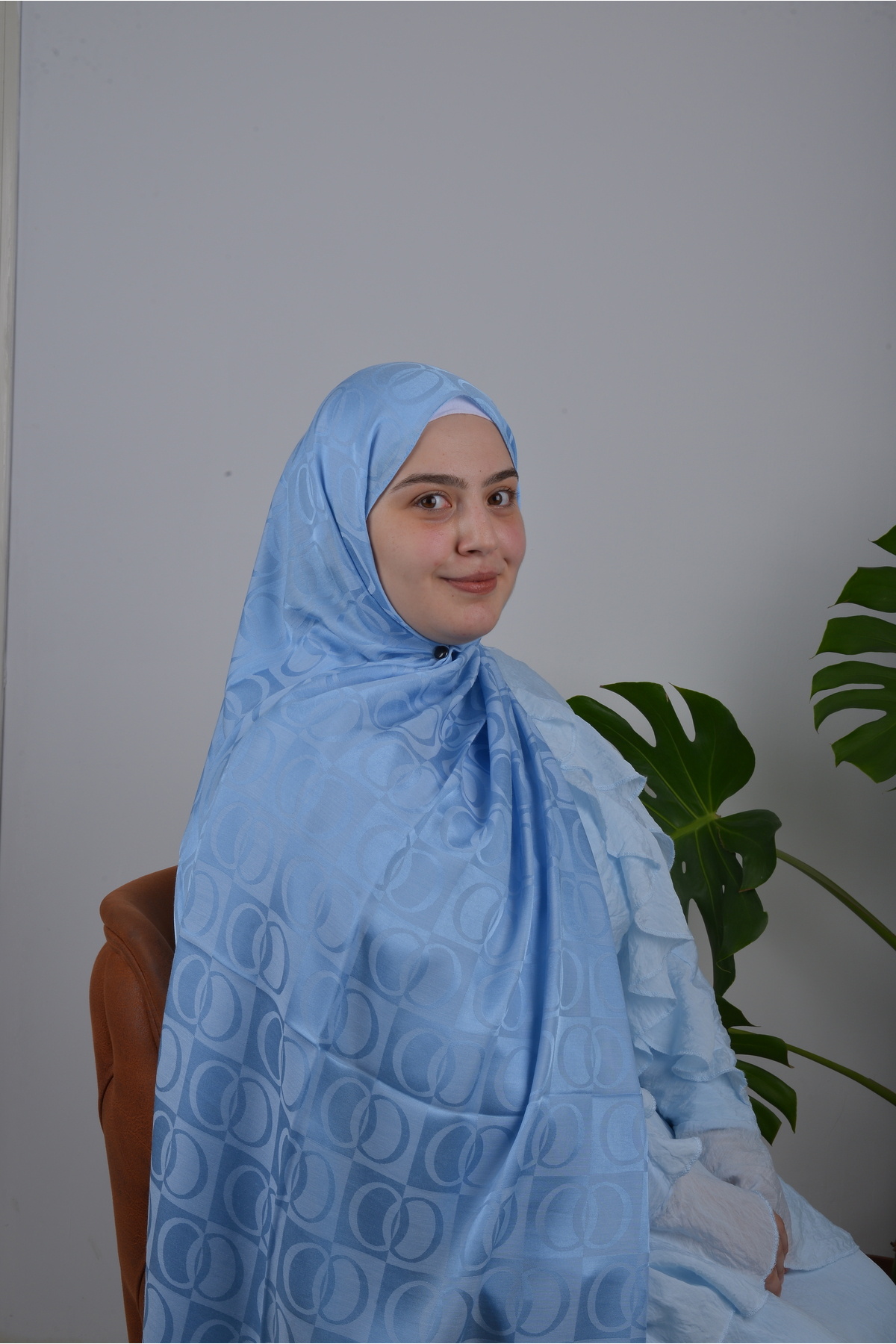 Roselia Collection Ocean Mavi Halka Desenli Şal görsel 4