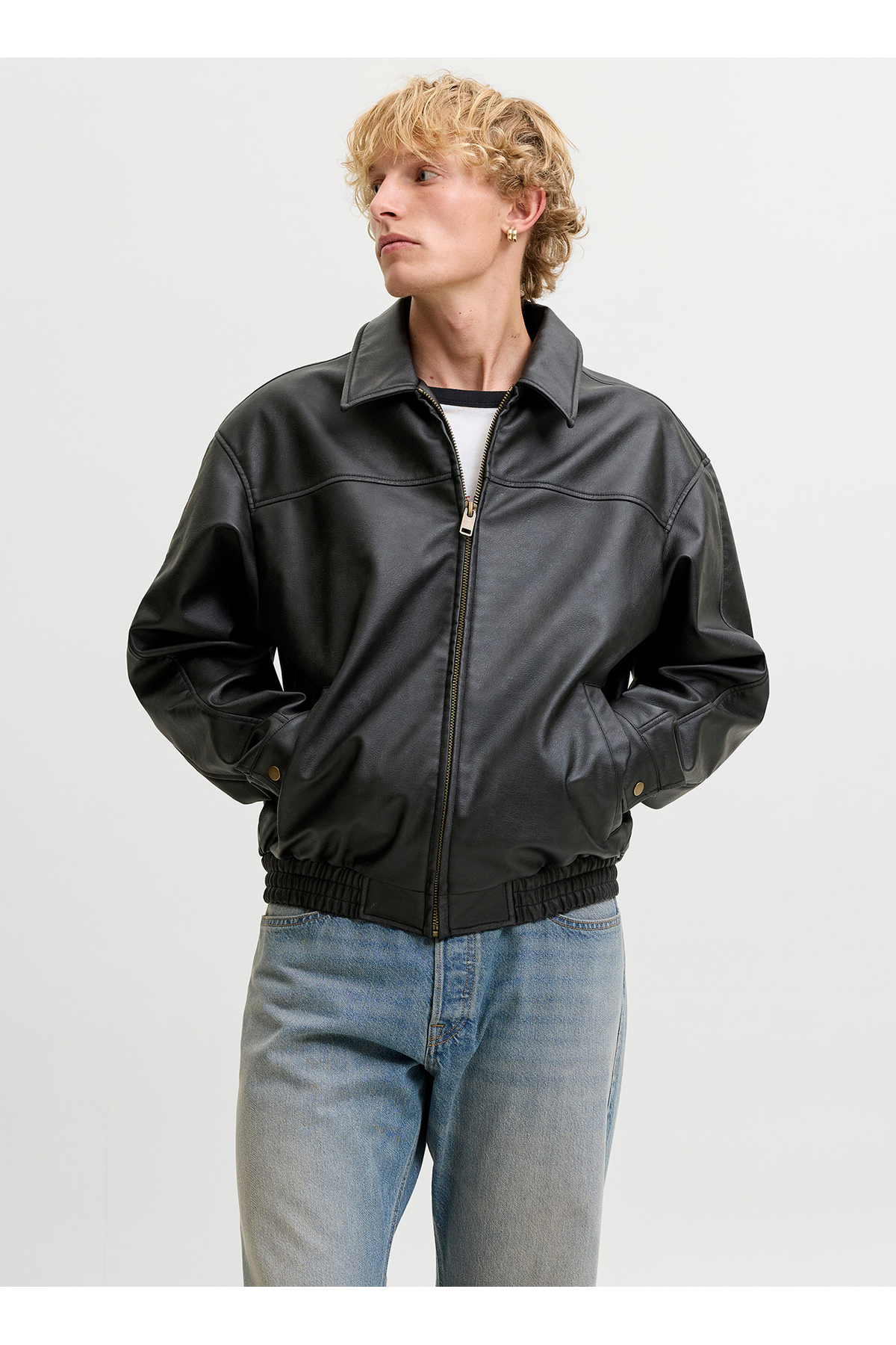ژاکت راحتی مردانه مشکی ۱۲۲۹۸۷۶۲ JJMARLON PU JACKET جک اند جونز کت Jack & Jones