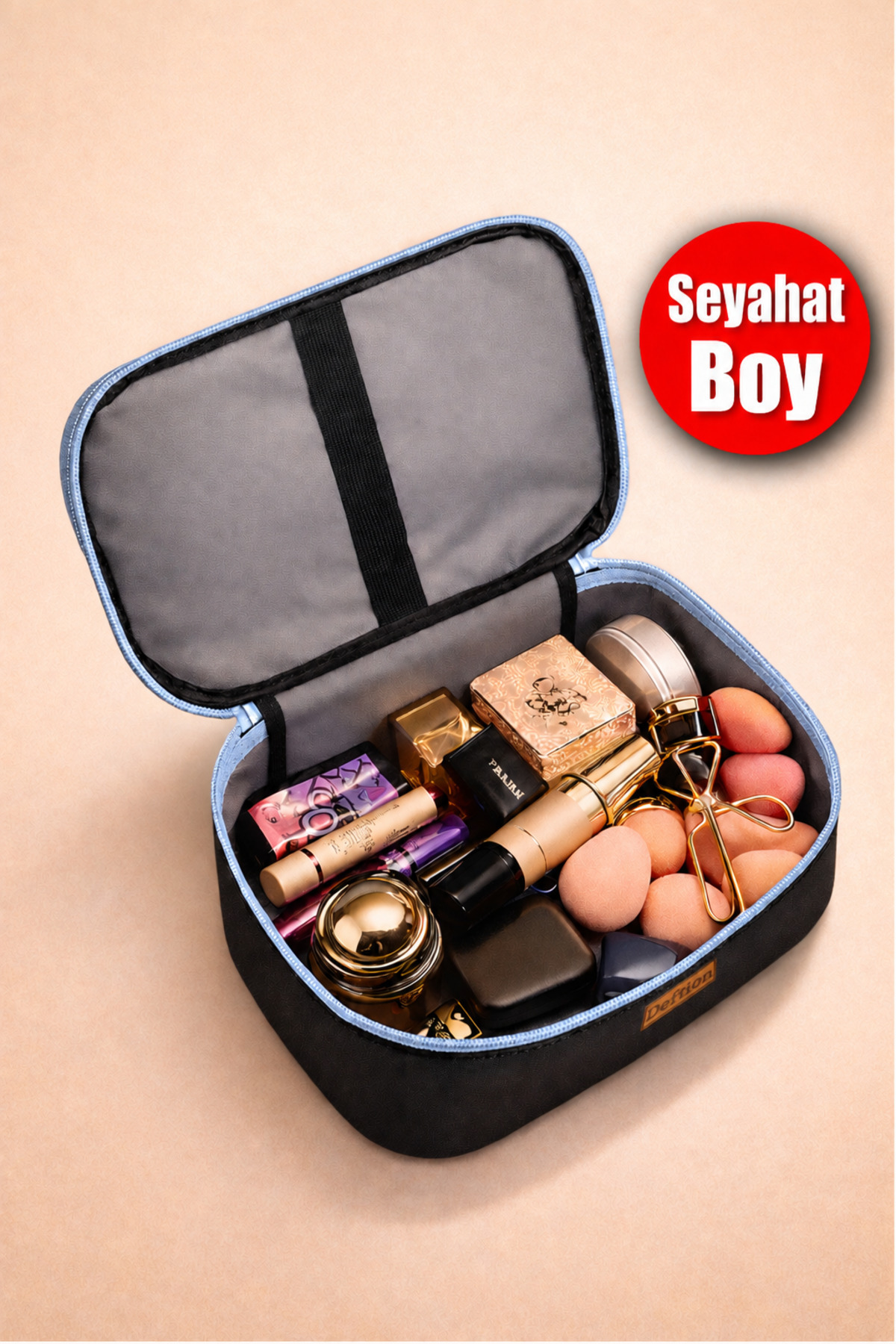 Profesyonel Büyük Boy Makyaj ve Seyahat Çantası - Su Geçirmez Geniş Bavul ve Banyo Organizeri — آبی deftion-makyaj-tekkat — تصویر 3 از 5