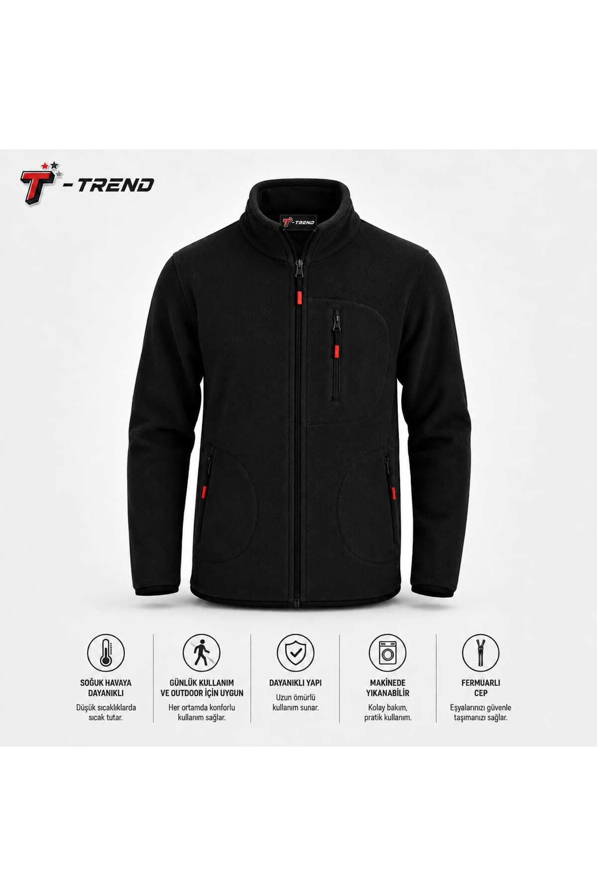 T.trend POLAR CEKET İKİLİ SET SİYAH LACİVERT REGULAR KALIP 3 CEP görsel 5