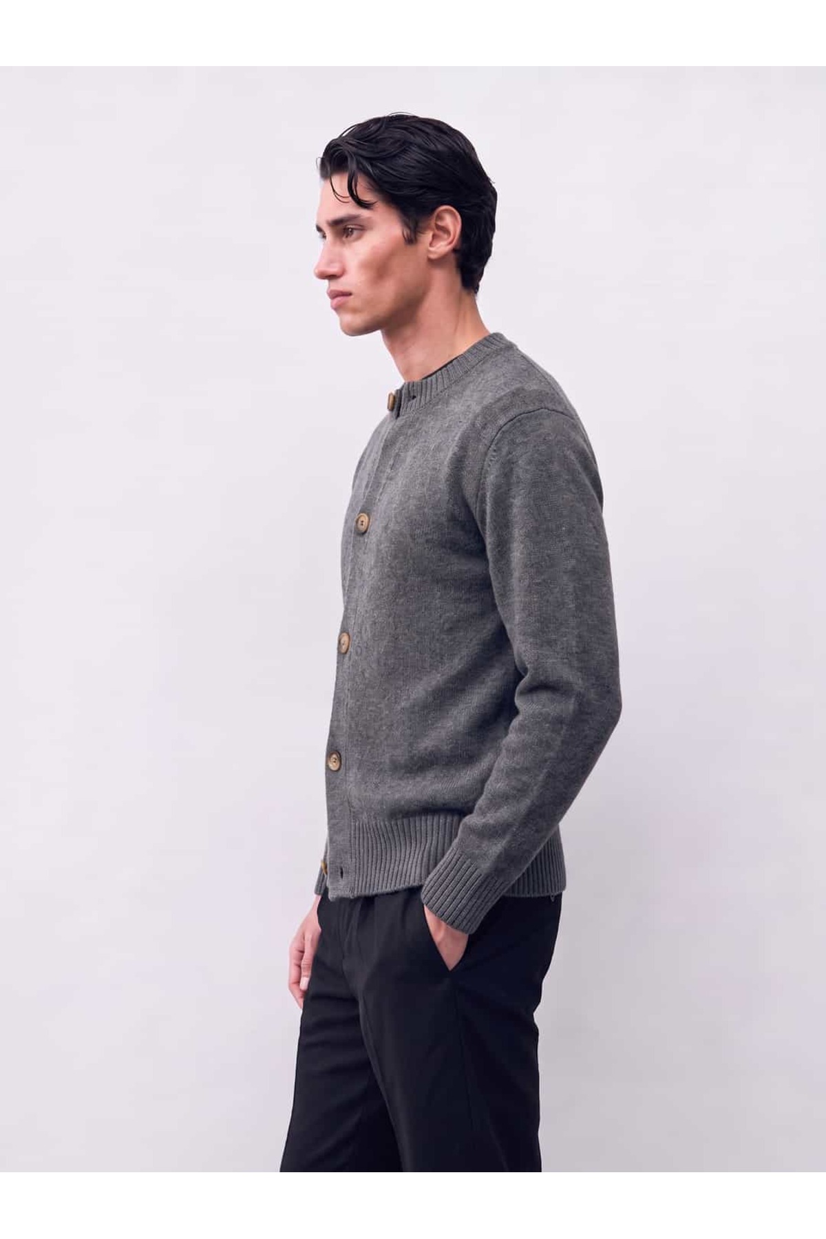 Yün Düğmeli Hırka FW7334 — خاکستری yun-dugmeli-hirka-fw7334 — تصویر 4 از 4