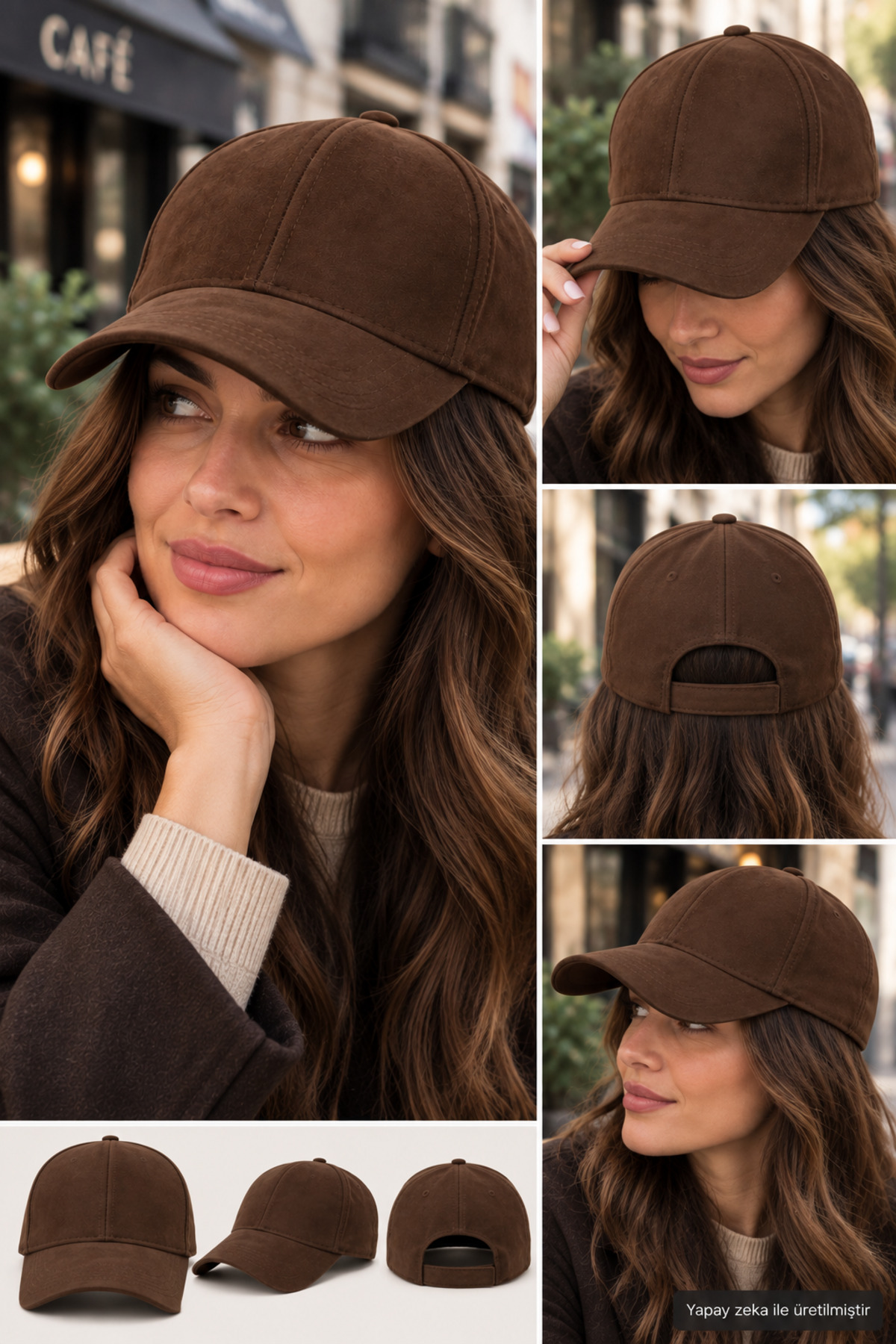 ZERAMİNE Süet Şapka Unisex Düz Basic Spor Kep Günlük Ayarlanabilir Baseball Cap görsel 3