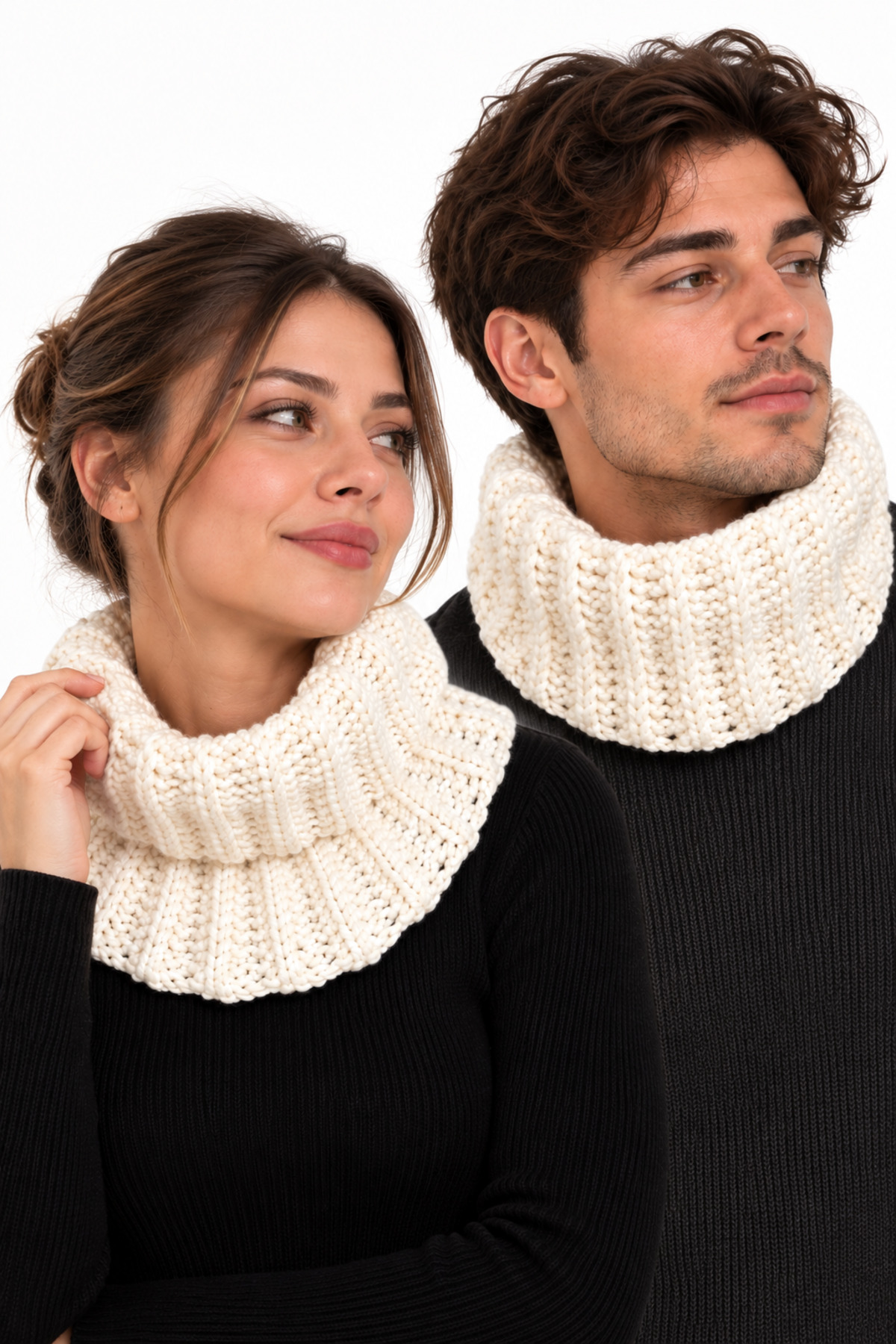 NEHOLİA Kadın Erkek kombin Boyunluk Atkı Unisex Krem Kışlık