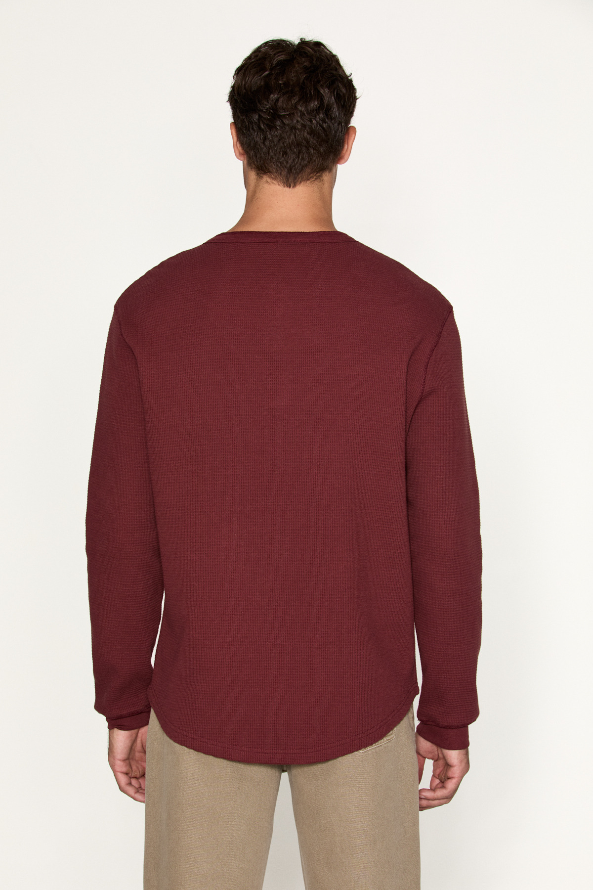 SIELLA Erkek Organik Pamuklu Patlı Uzun Kollu Bordo Sweatshirt — زرشکی SIELLA382026 — تصویر 5 از 5