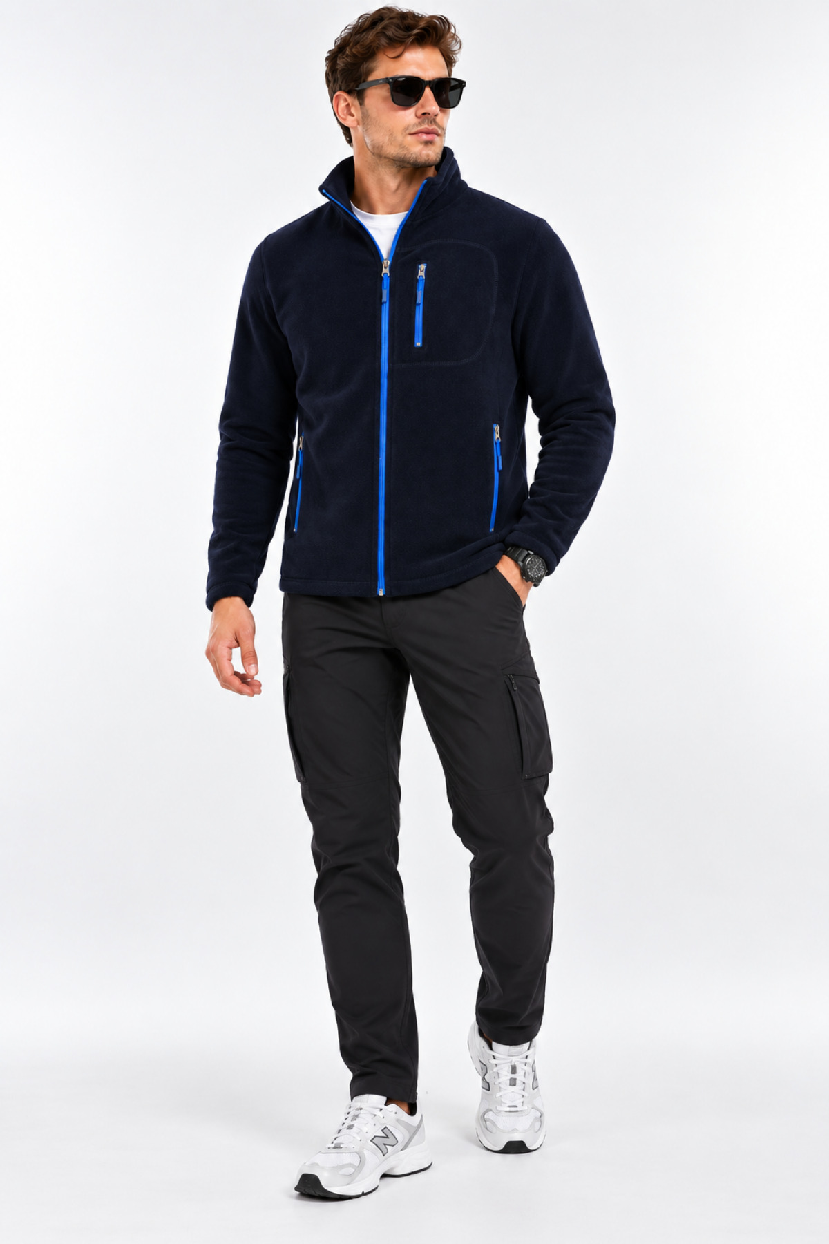 Unisex Polar Tam Fermuarlı 3 Cepli Tüylenme Yapmaz Soğuğa Karşı Dayanaklı Spor Erkek-Kadın Polar Tekli — رنگارنگ TAMPLR-UNİSEX — تصویر 3 از 5
