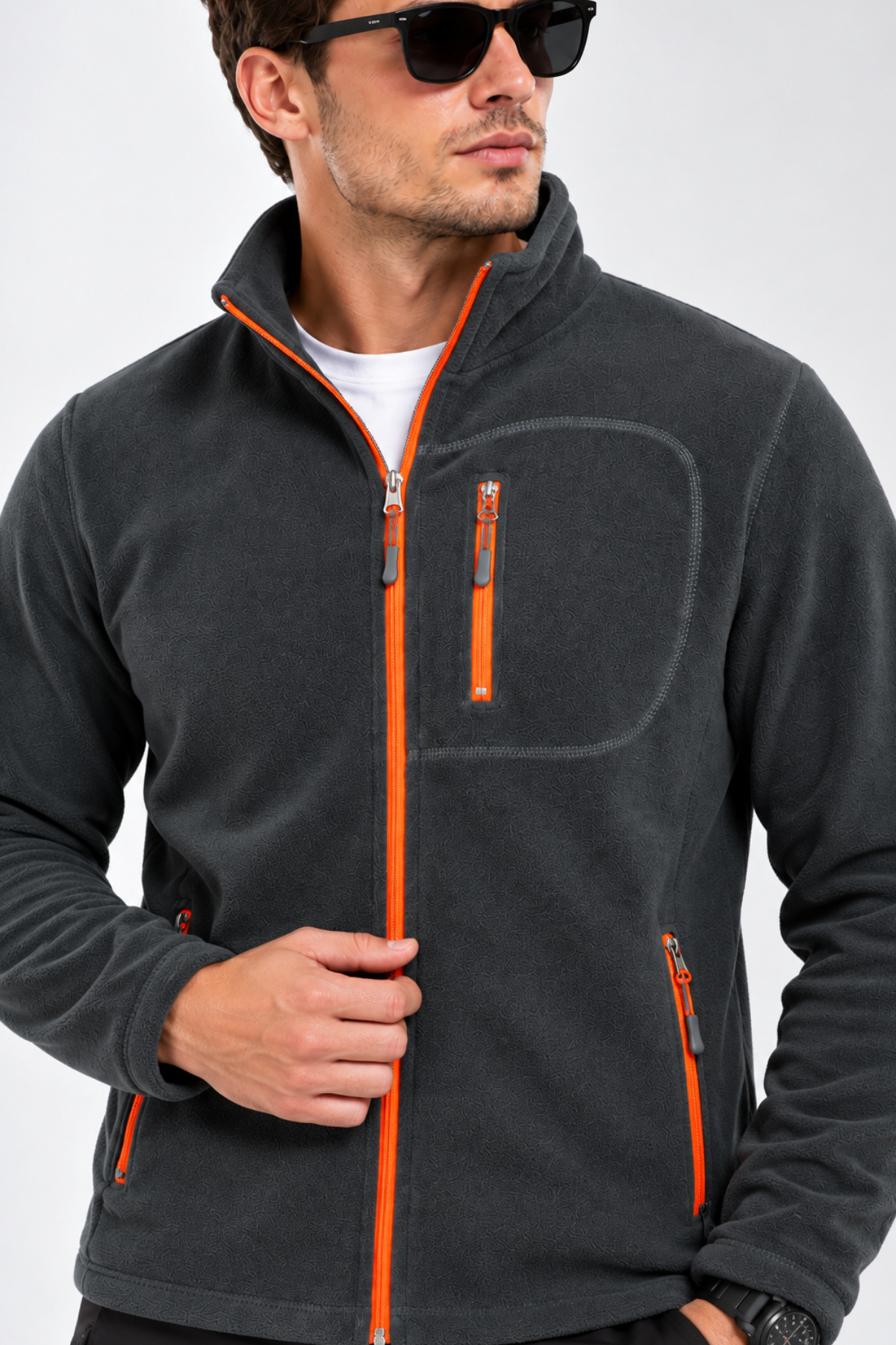 Unisex Polar Tam Fermuarlı 3 Cepli Tüylenme Yapmaz Soğuğa Karşı Dayanaklı Spor Erkek-Kadın Polar Tekli — رنگارنگ TAMPLR-UNİSEX — تصویر 5 از 5