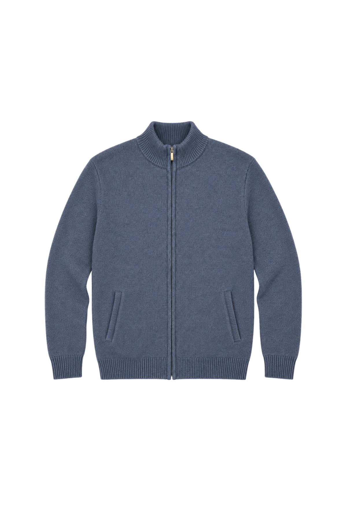 BattalModa Erkek Büyük Beden İndigo Hattush Dik Yaka Cepli Triko Hırka 3XL-4XL-5XL-6XL görsel 4