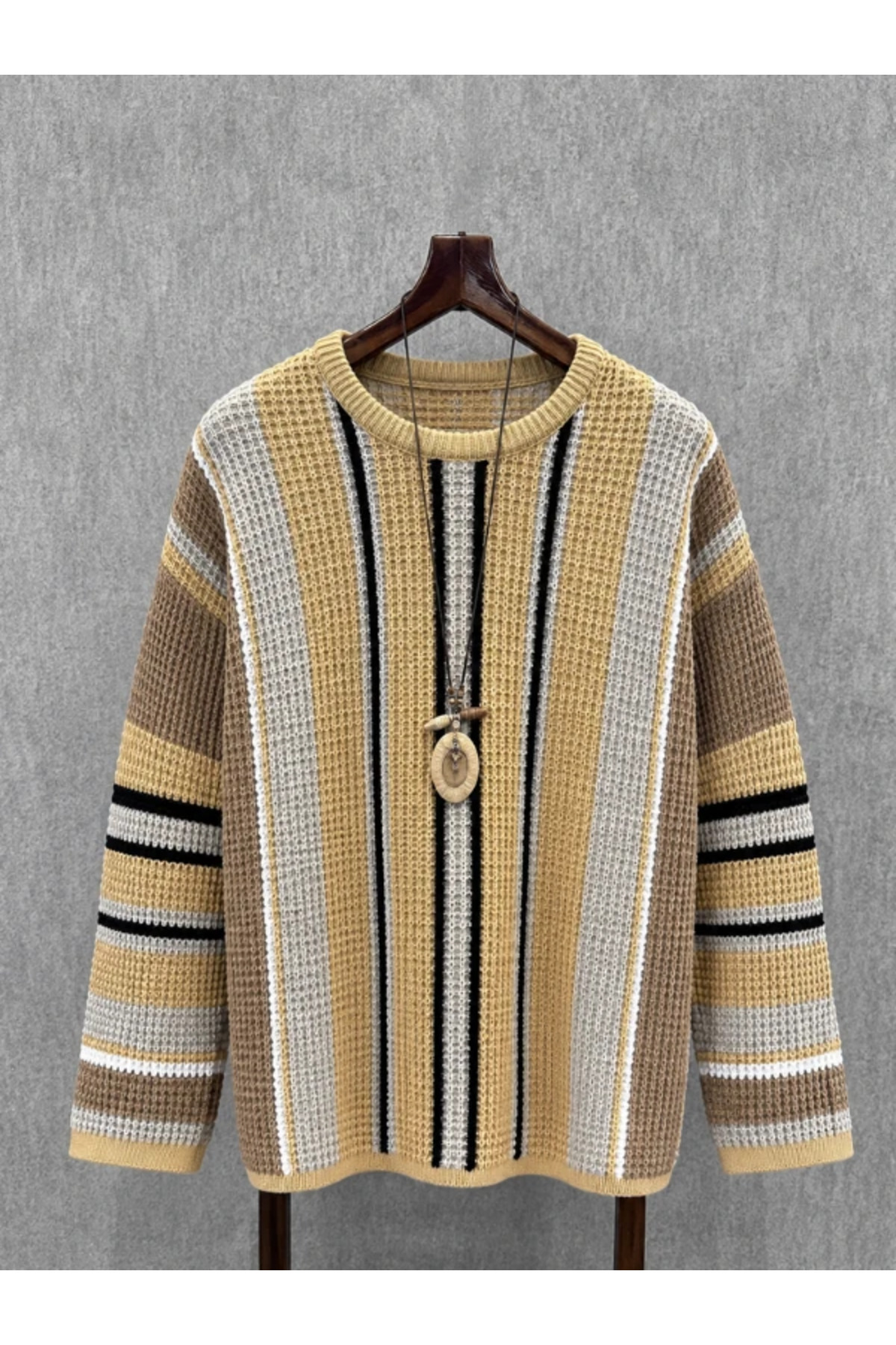 Oversize Çizgili Triko — رنگارنگ DDR00865
