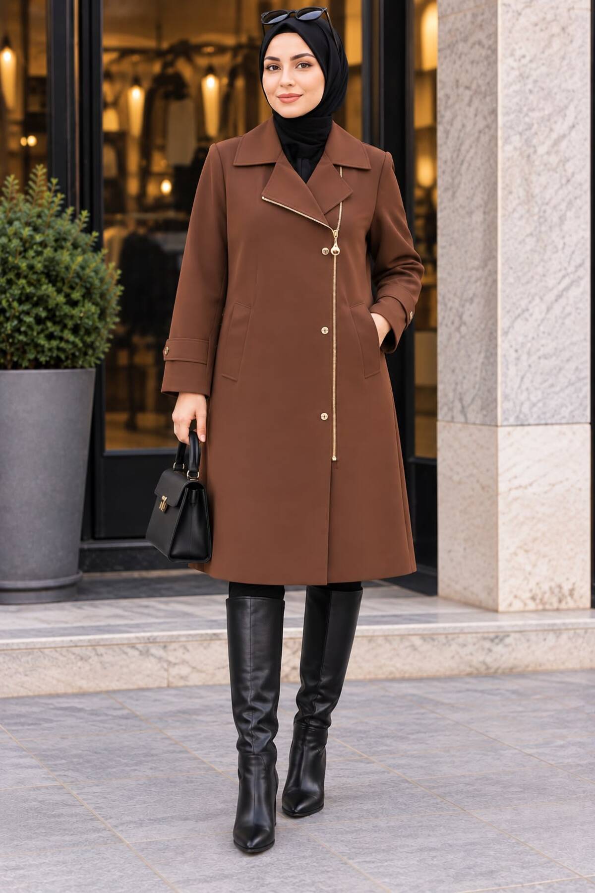St Polljeans Astarlı Diz Boy Trençkot