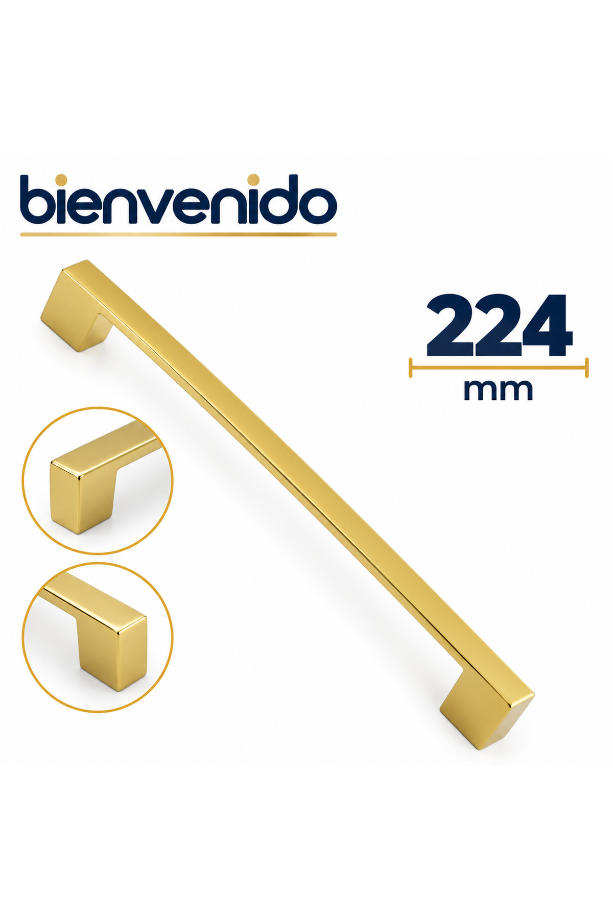 Gölcük (224 MM - 22.4 CM) Gold Altın Mobilya Mutfak Çekmece Dolap Dolabı Metal Kulpu Kulbu Kulpları