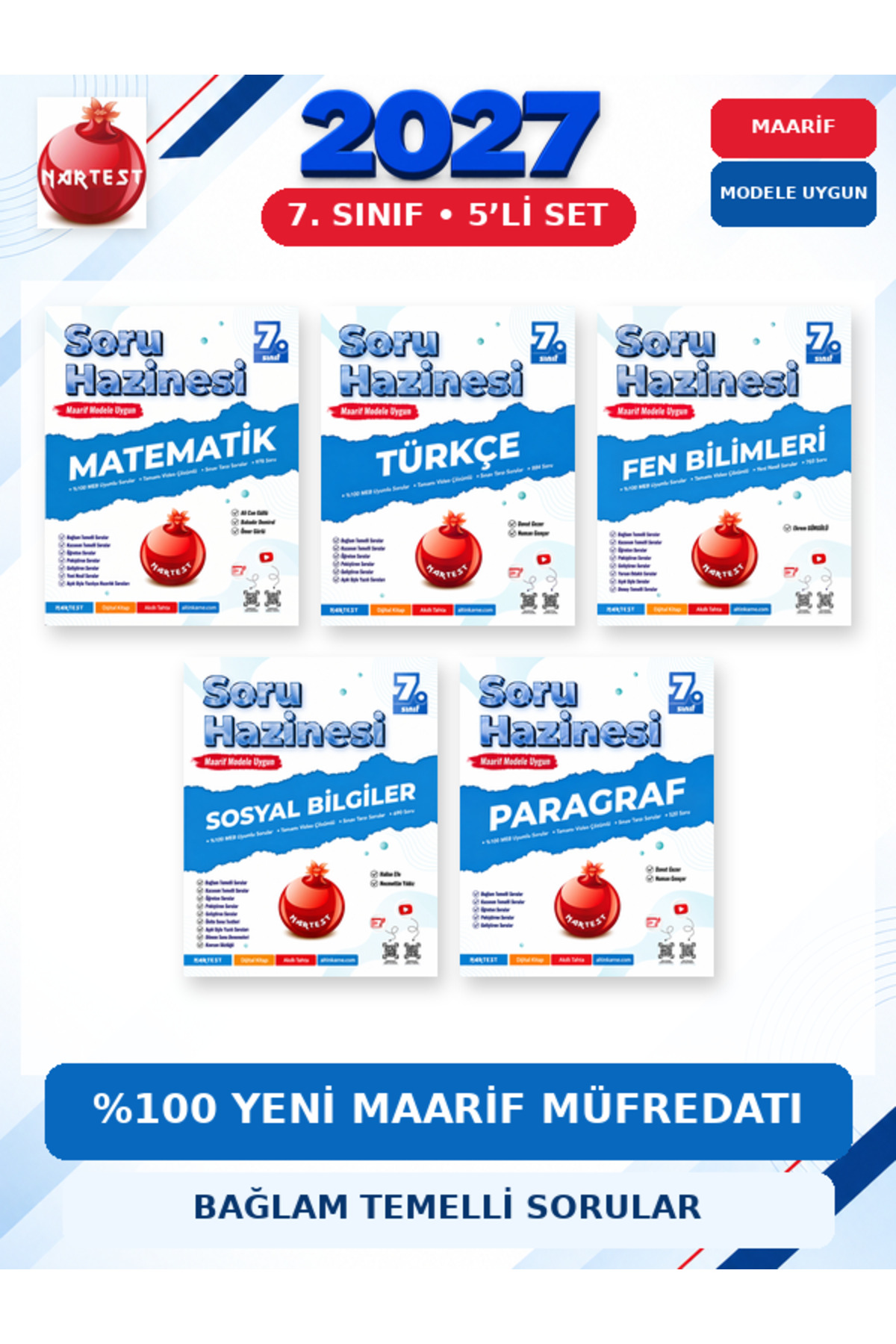 Nartest Yayınları Soru Hazinesi 2027 7.Sınıf Tüm Dersler M-T-F-S-P