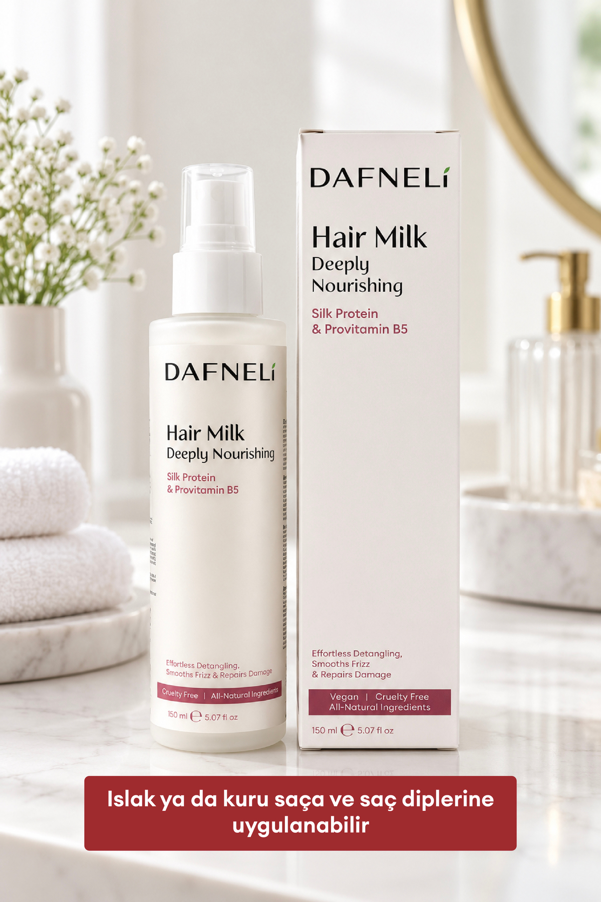 %100 Doğal Saç Bakım Sütü (Tarama Kolaylığı & Hasar Onarımı) 150 ml — HM-001 — تصویر 3 از 8