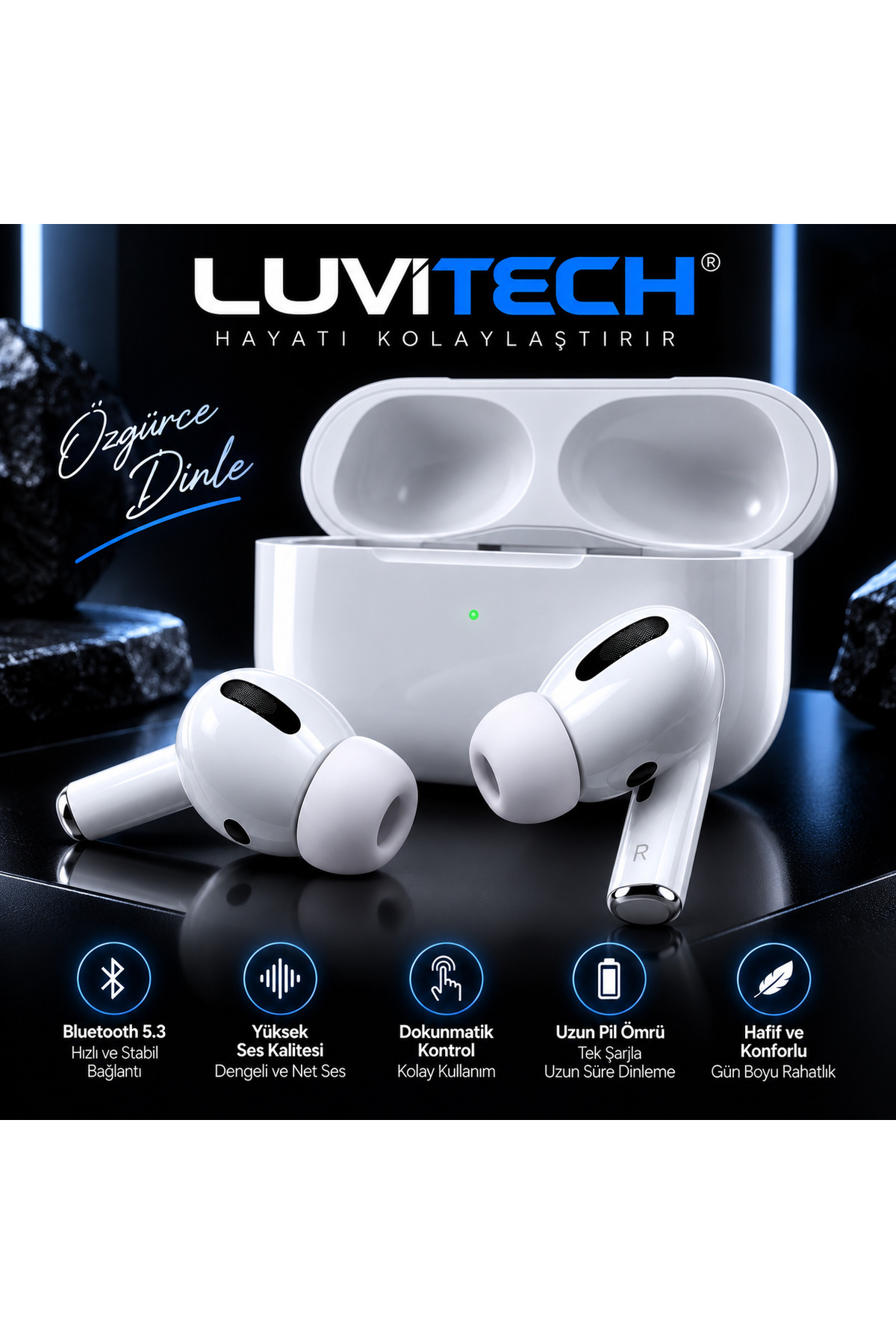Air Pro 2 Anc Gürültü Engelleyici Bluetooth Kulaklık IOS Android Tüm Telefonlar ile Uyumlu Kulaklık
