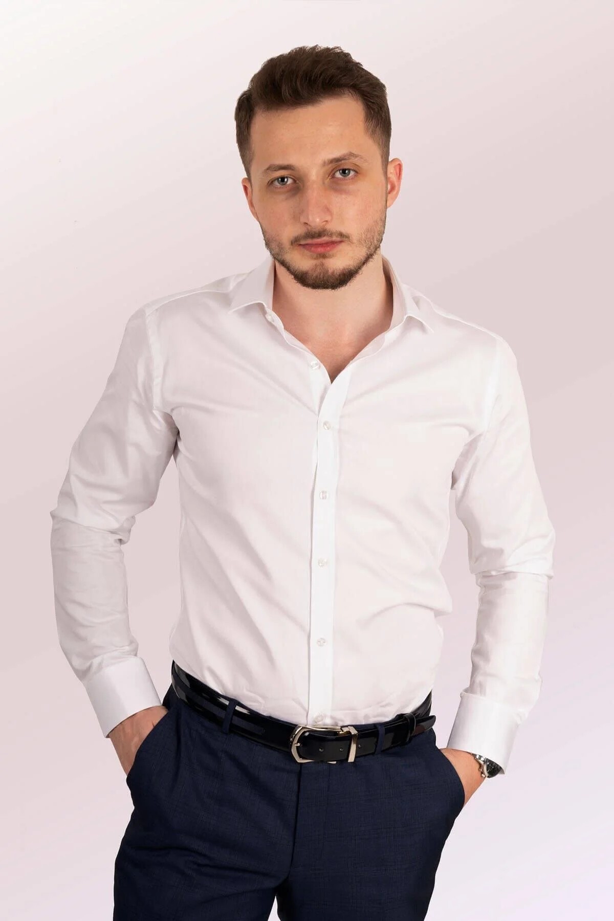 پیراهن مردانه اسلیم فیت 2 تکه Business Casual Selection — رنگارنگ 74900 — تصویر 7 از 8