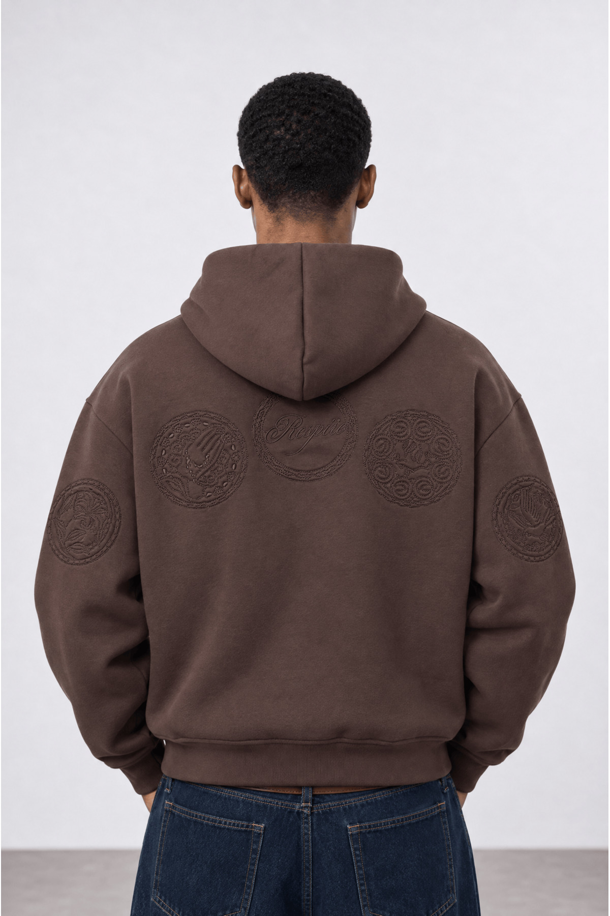 Respire Erkek Rosette Nakışlı Oversize Hoodie Kahve - Fiyatı