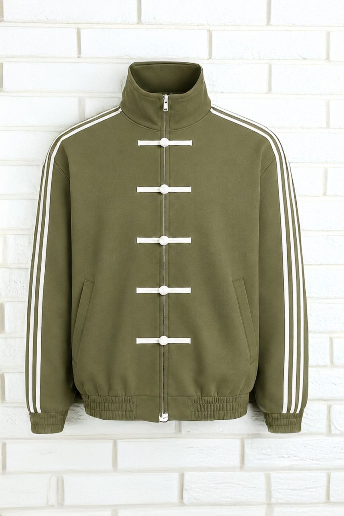 انیمه Attack on Titan Khaki Green Unisex ژاکت کالج راه راه ضخیم 3 Thread Racking ژاکت ممتاز 2