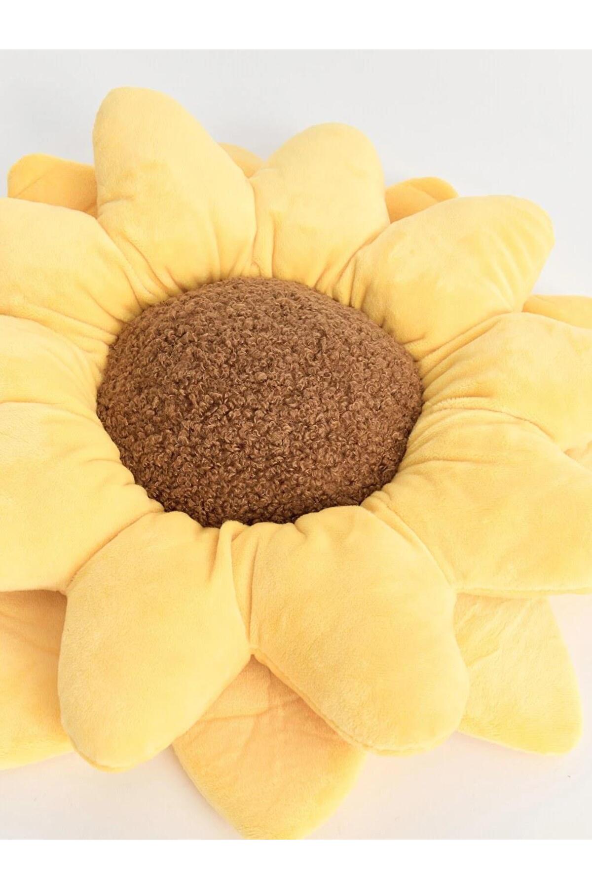 کوسن پلوش طرح گل آفتابگردان 40 سانتی‌متر (W6)