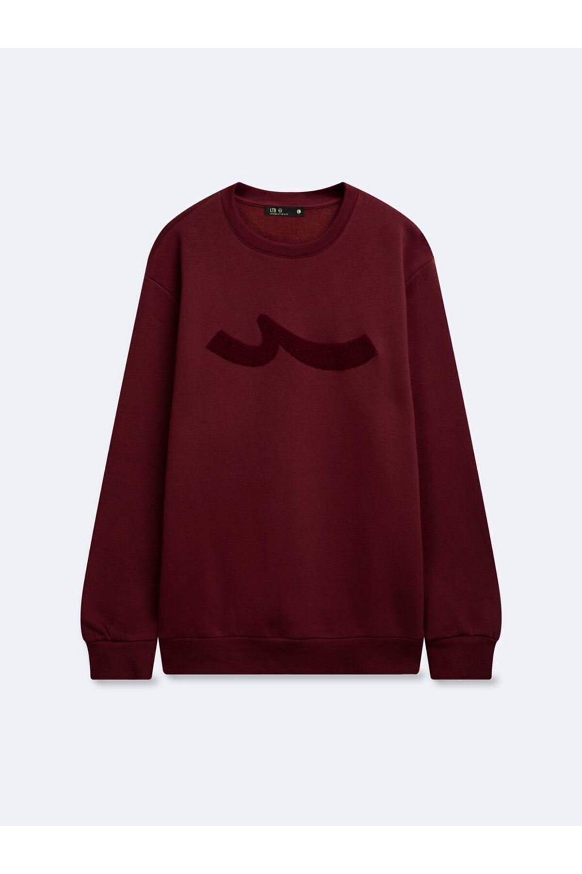 Regular Fit Sign Baskılı Bisiklet Yaka Bordo Sweatshırt — زرشکی 011278608060259_1348 — تصویر 4 از 4